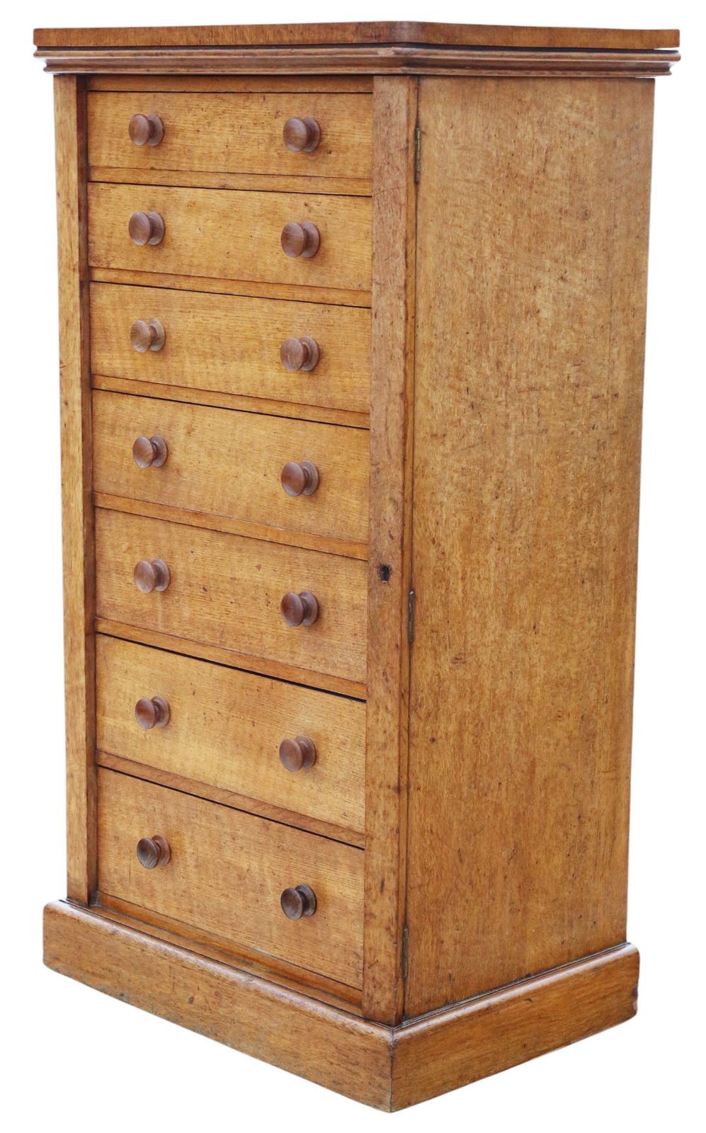 Antique 19th Century Oak Wellington Chest Of 7 Drawers – Fine Quality By Edwards & Roberts photo for sale