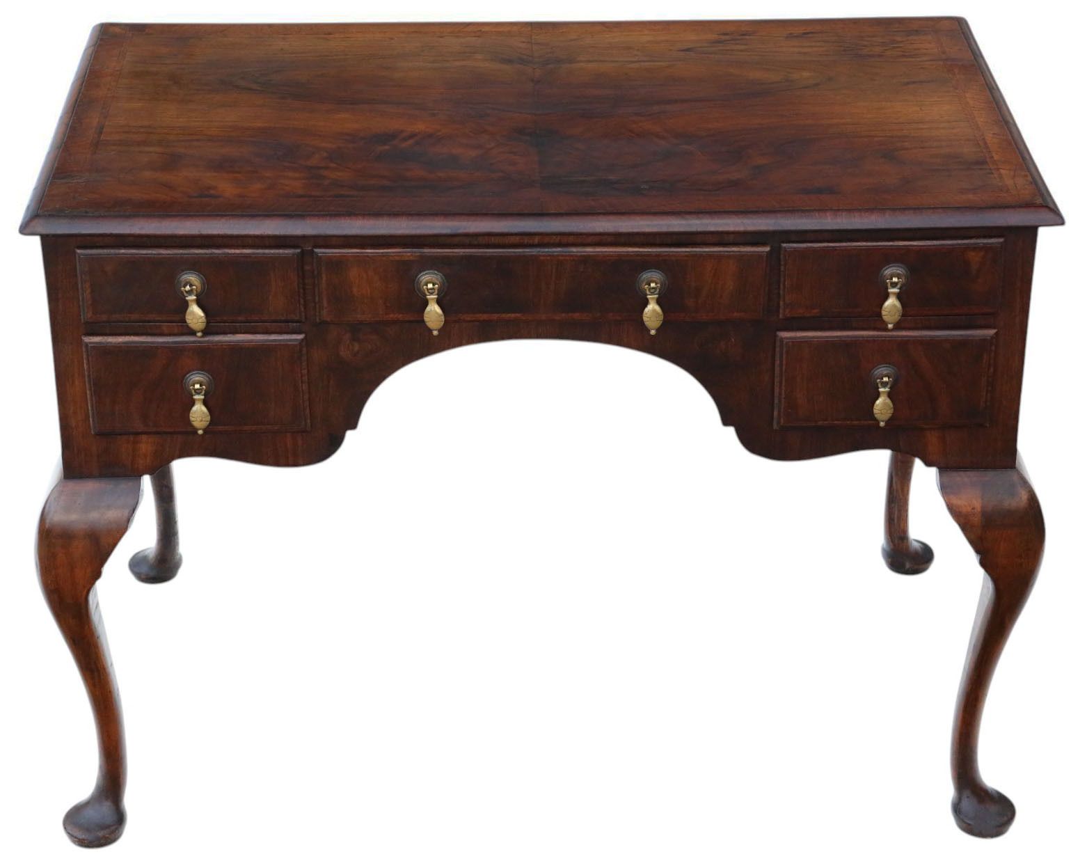 Antique C.1910 Walnut Figured 5 Drawer Writing Desk / Dressing Table – Fine Quality