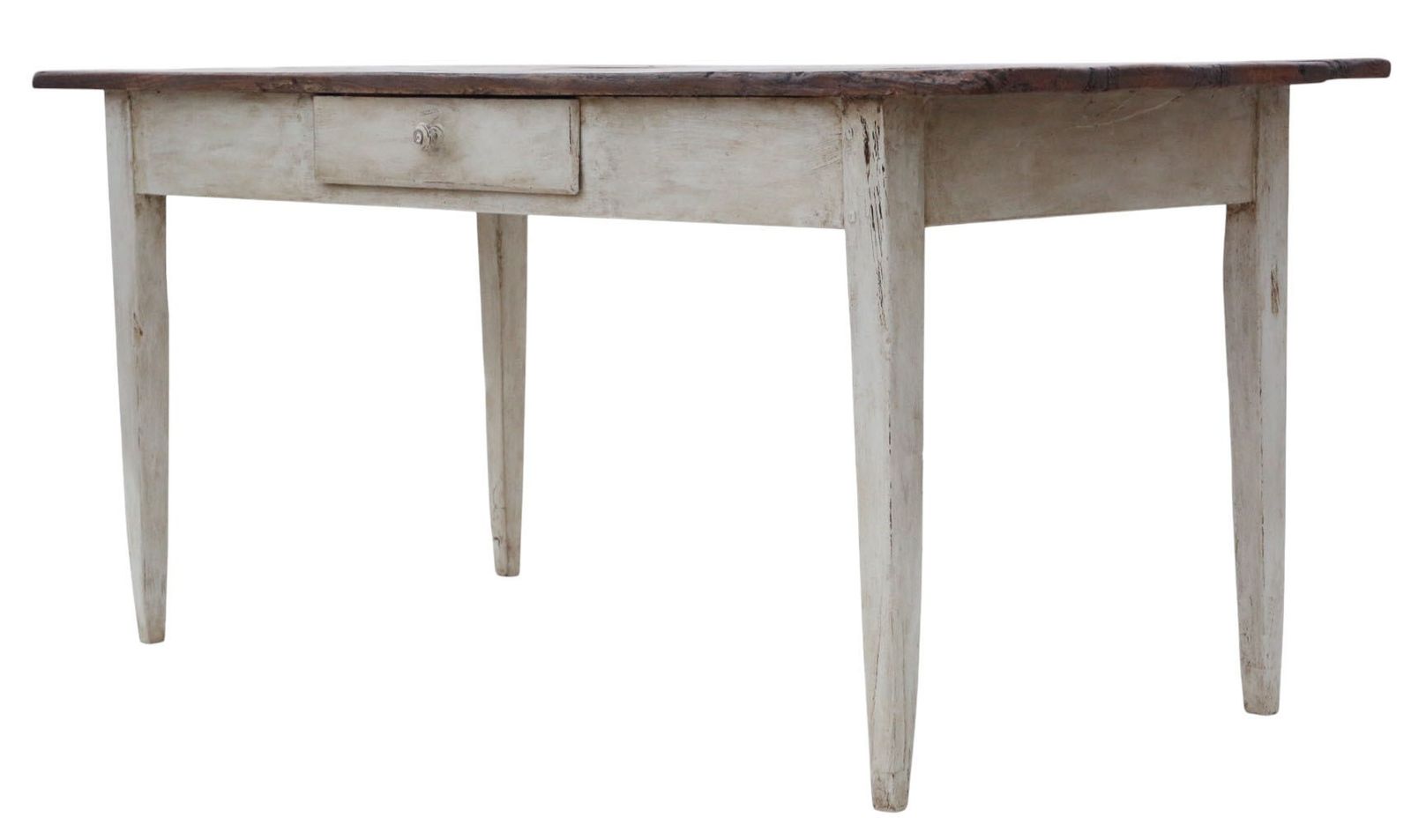 Antique 19th Century Pine Dining Kitchen Table With Drawer – Fine Quality photo for sale