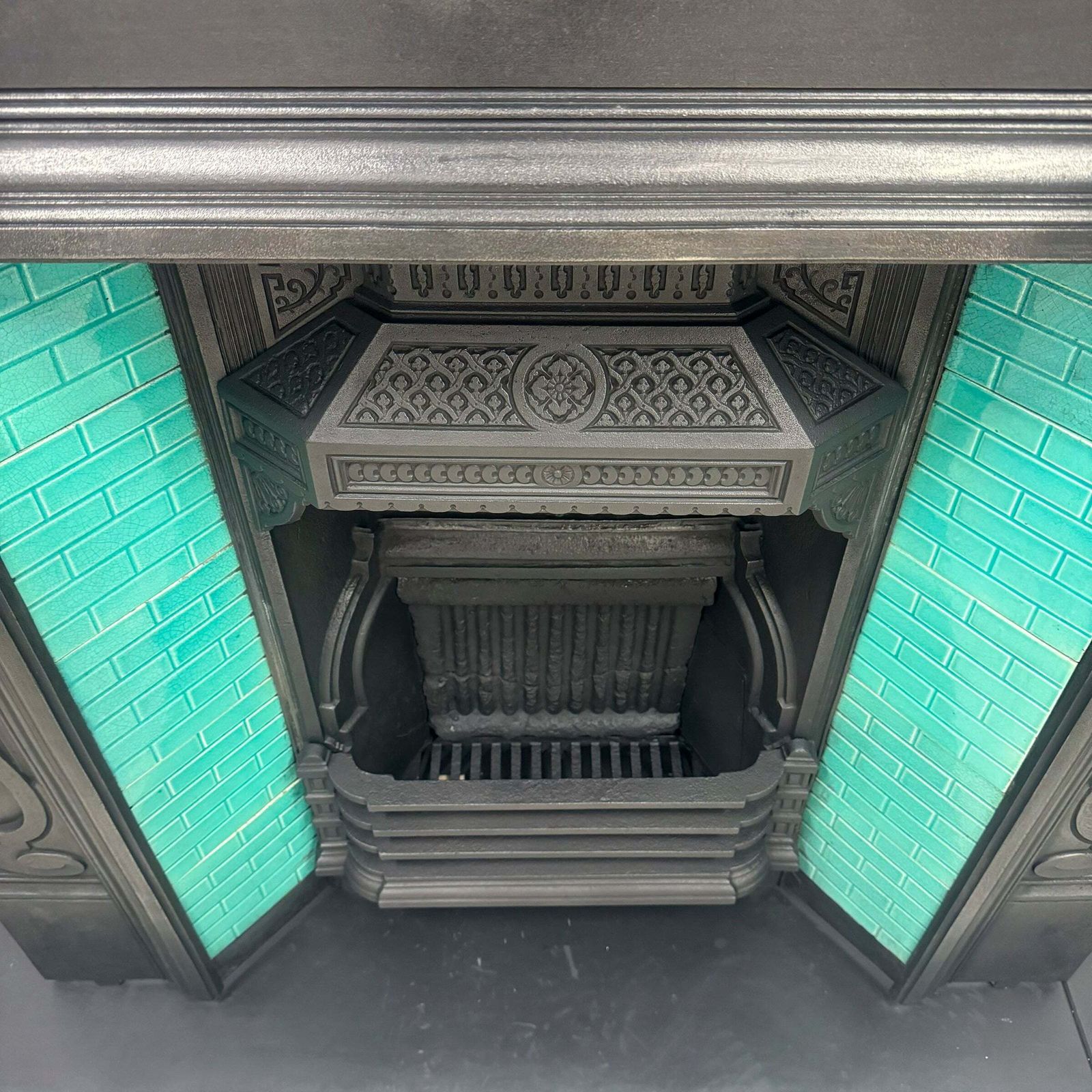 Antique Victorian Cast Iron Tiled Combination Fireplace photo 1800.0