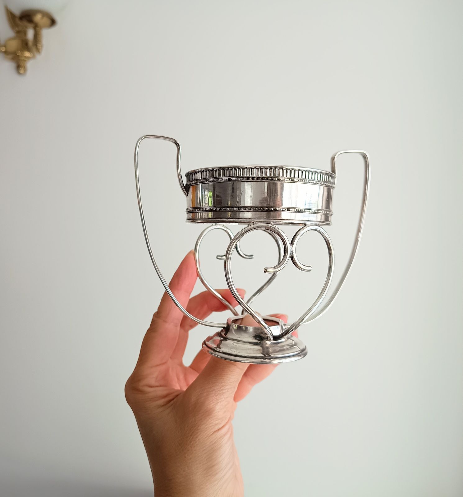 Home Decor Silver Plate Neo Classical Red Wine Bottle Display Stand, Georgian Style photo