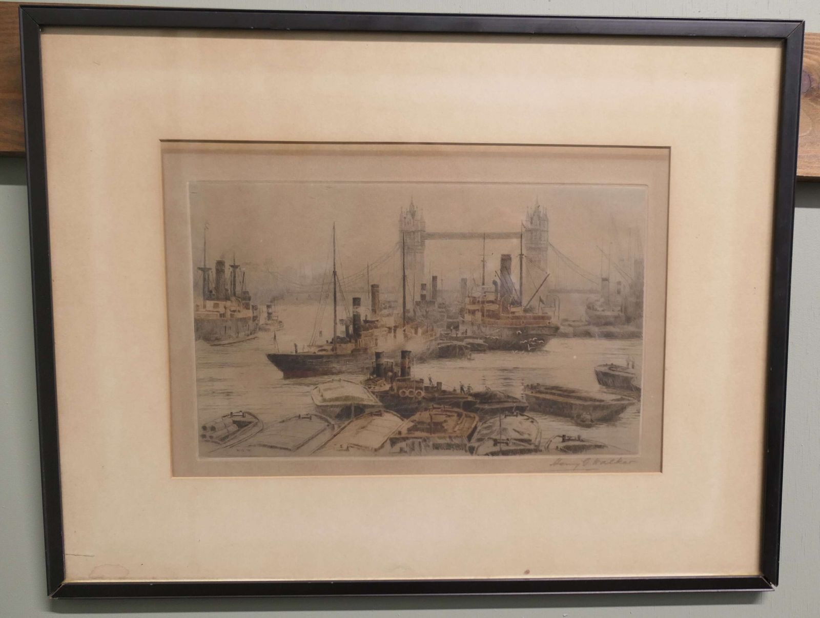 Original London Bridge Etching By Henry G. Walker photo furniture