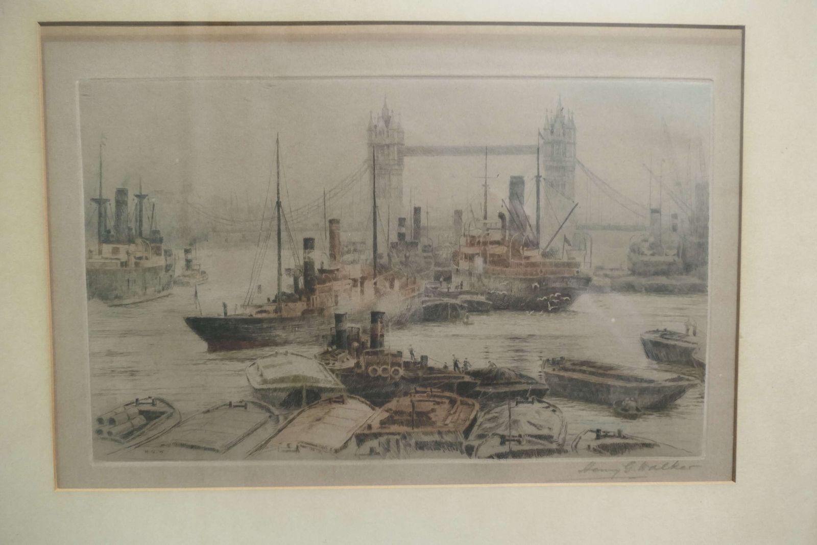Original London Bridge Etching By Henry G. Walker photo 480.0