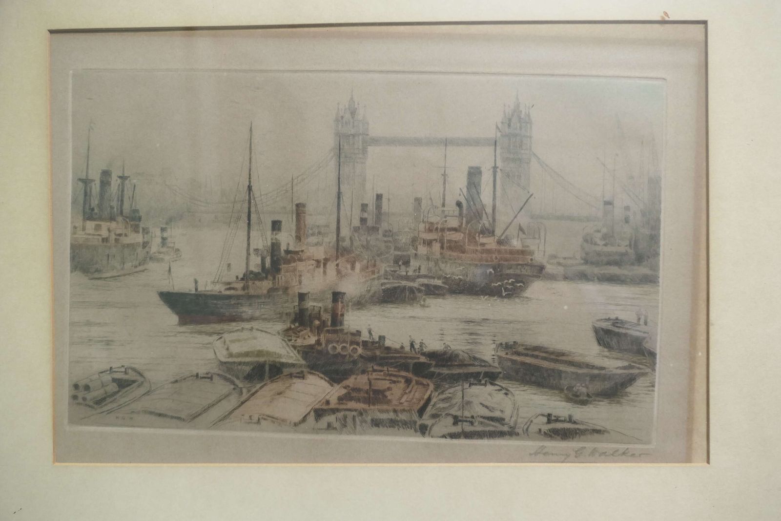 Original London Bridge Etching By Henry G. Walker photo vinterior