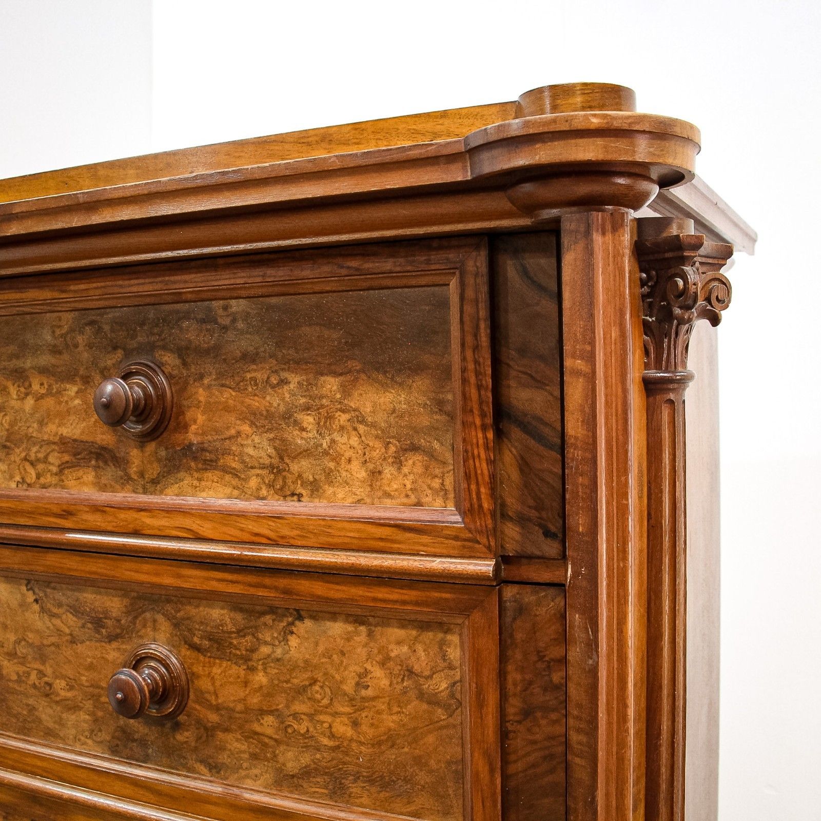 Swedish 7 Drawer Tall Wellington Style Carved Chest photo vintage