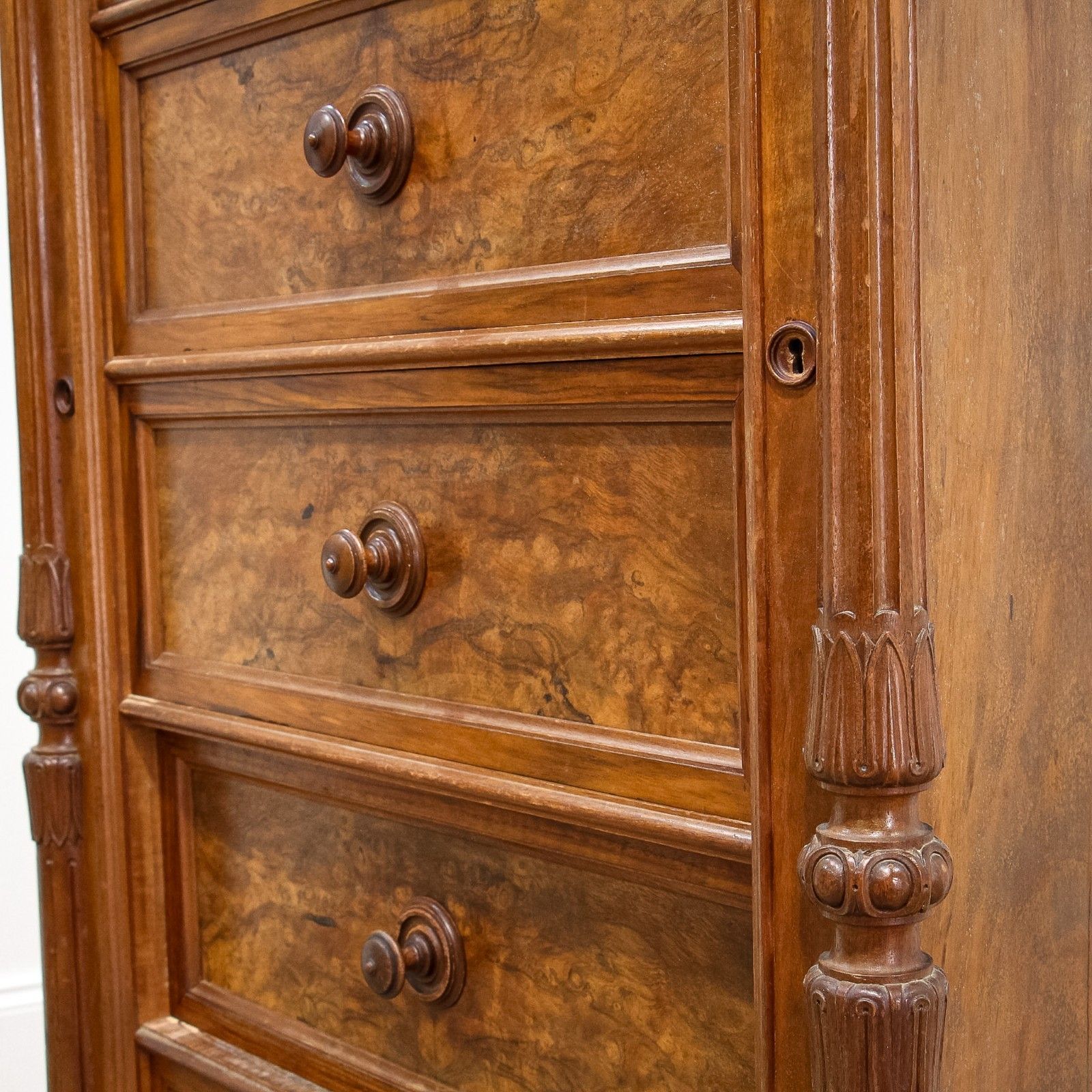 photo furniture Swedish 7 Drawer Tall Wellington Style Carved Chest