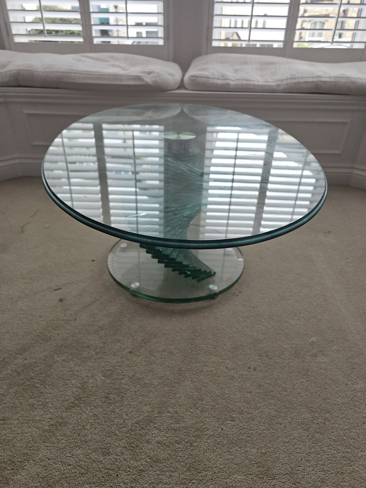 1970s Glass Helix Coffee Table – Retro Design (119cm X 65cm) photo Furniture