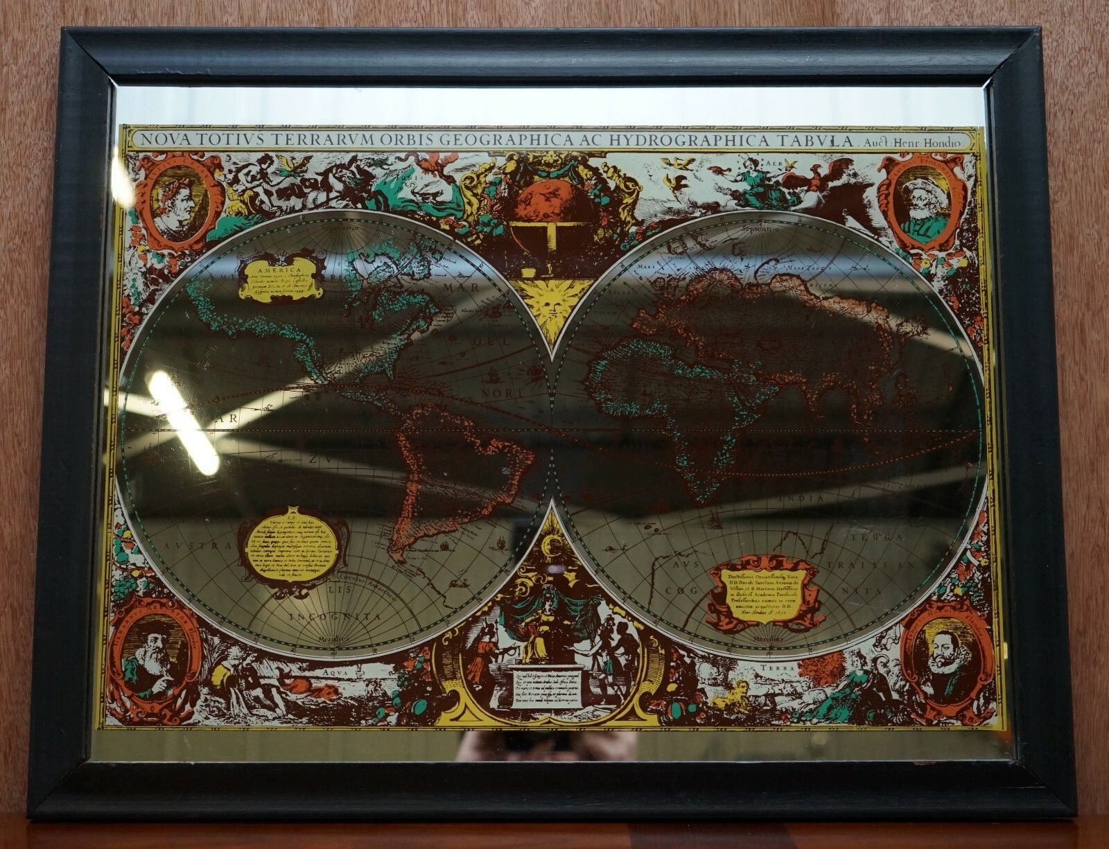 Vintage World Map Mirror Based On The Original By Johnson 1882 Military Campaign photo furniture