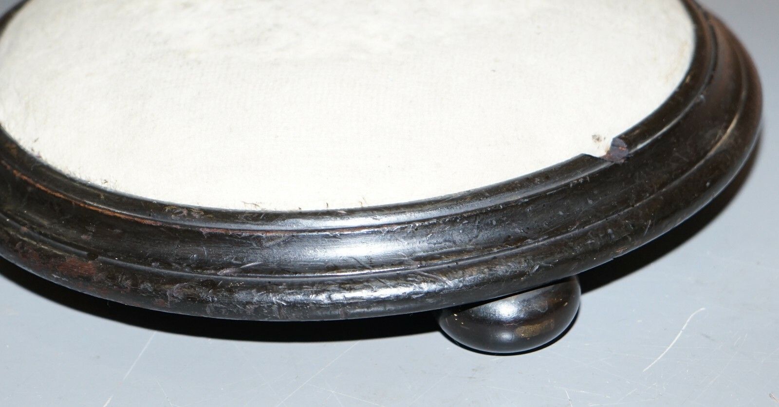Very Small Georgian Circa 1800 Footstool Round Mahogany Frame Original Fabric photo buy