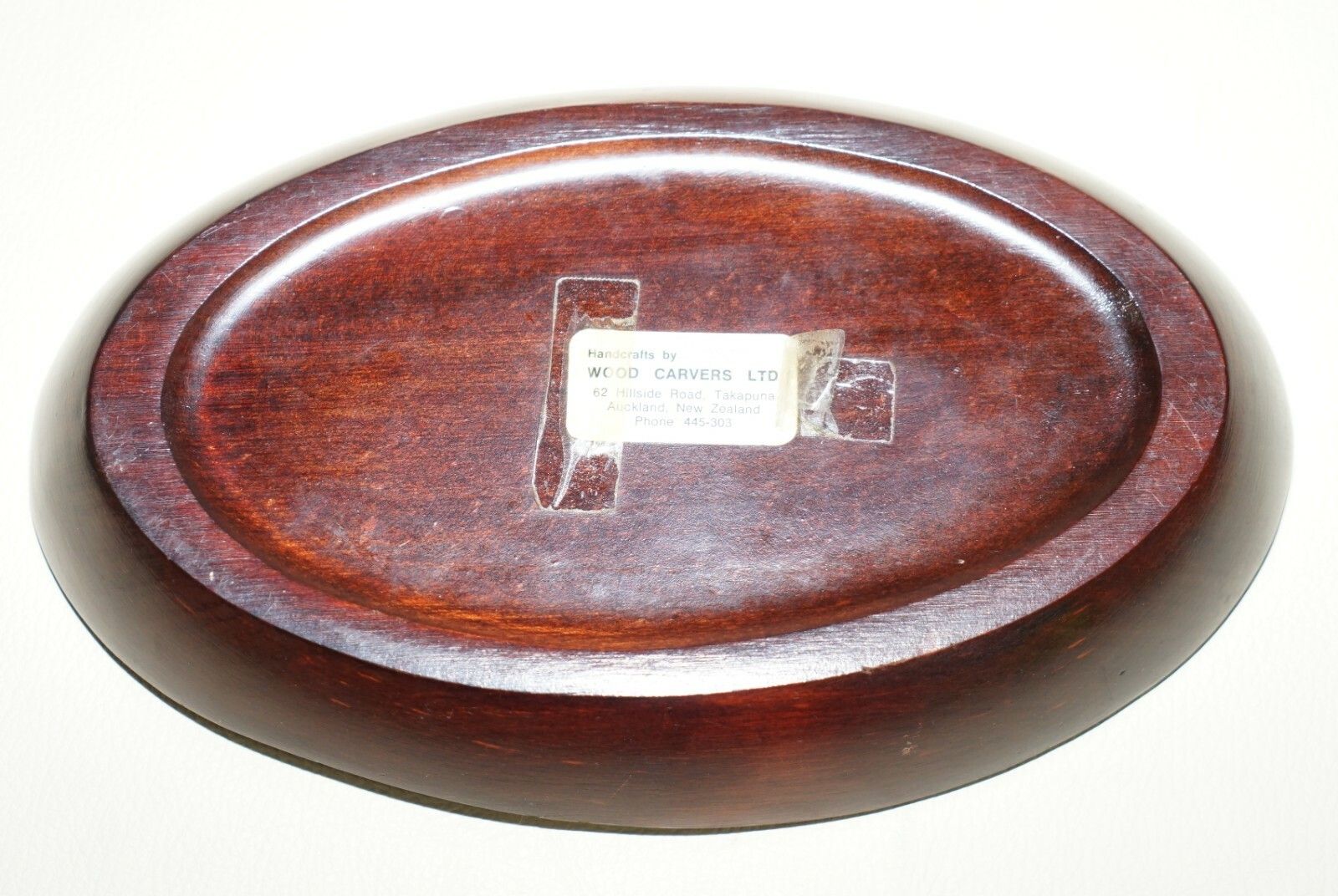 Hand Carved In New Zealand Wood Carved Ltd Mother Of Pearl Eyes Trinket Bowl photo Home Decor