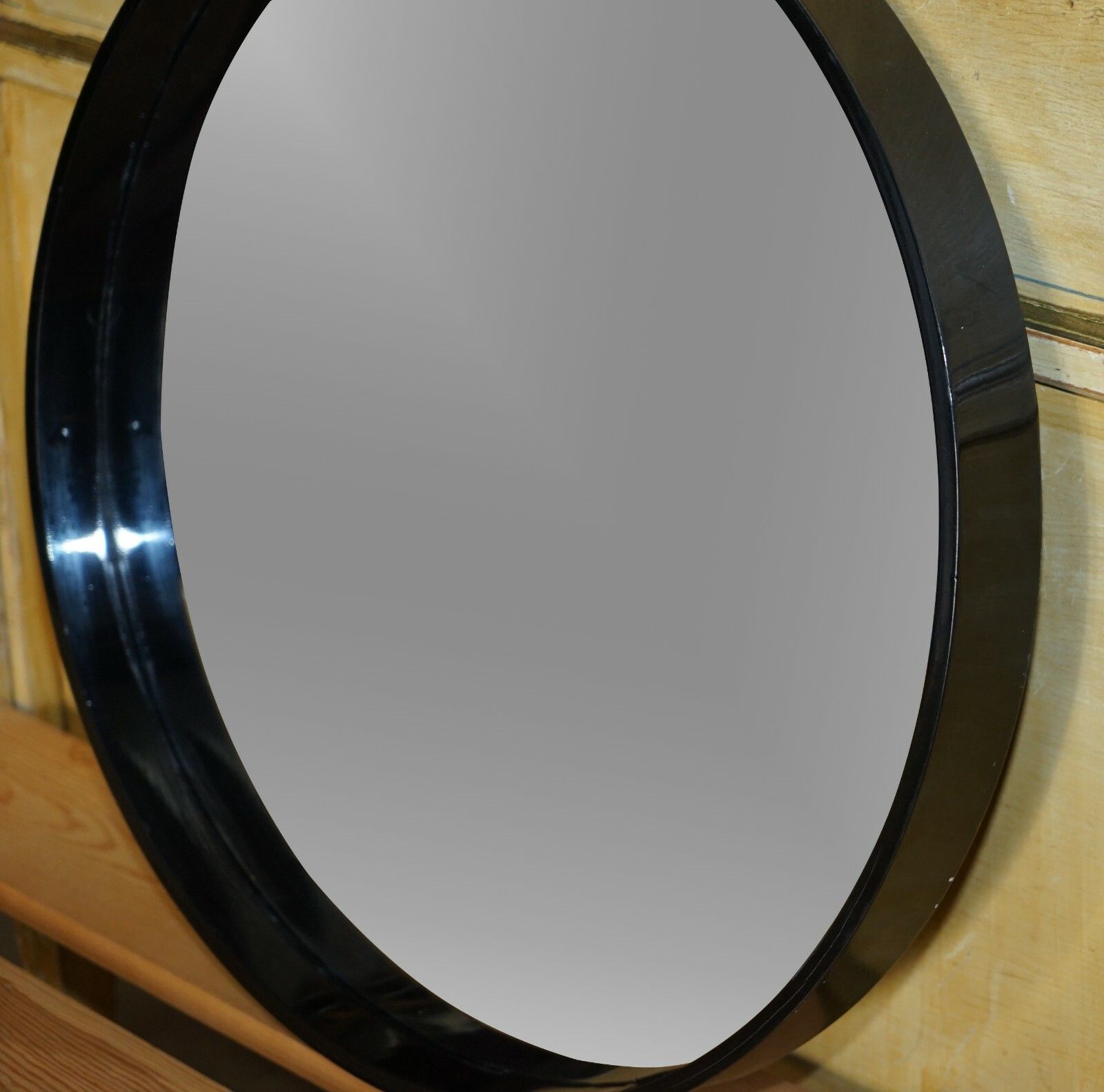 1 Of 7 Ebonised Black Round Wall Mirrors 65cm Wide, Lovely Display Pieces photo vintage