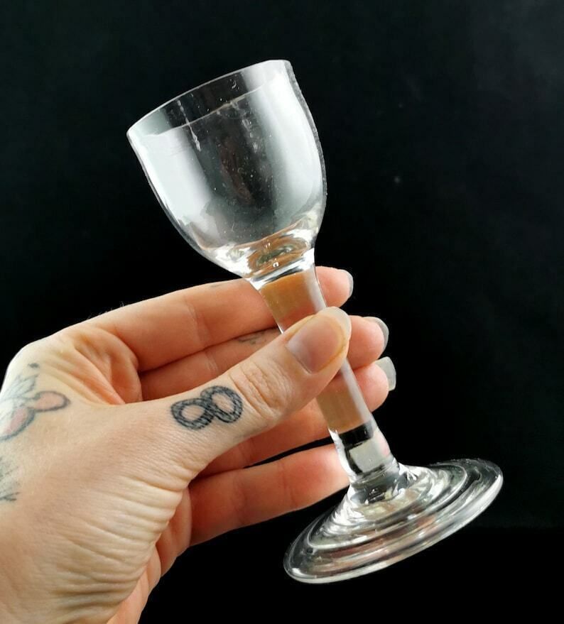 Antique Georgian Tall Stem Cordial Or Wine Glass photo buy