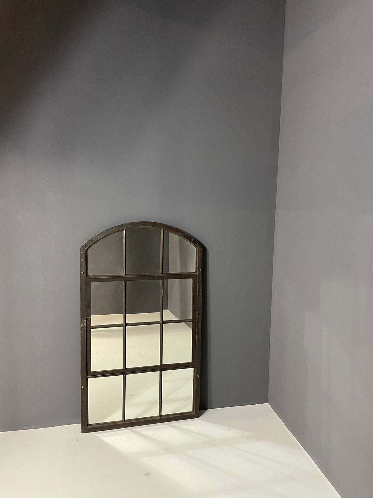 Industrial Iron Mirror With Patina, Czechoslovakia, 1960s photo vintage