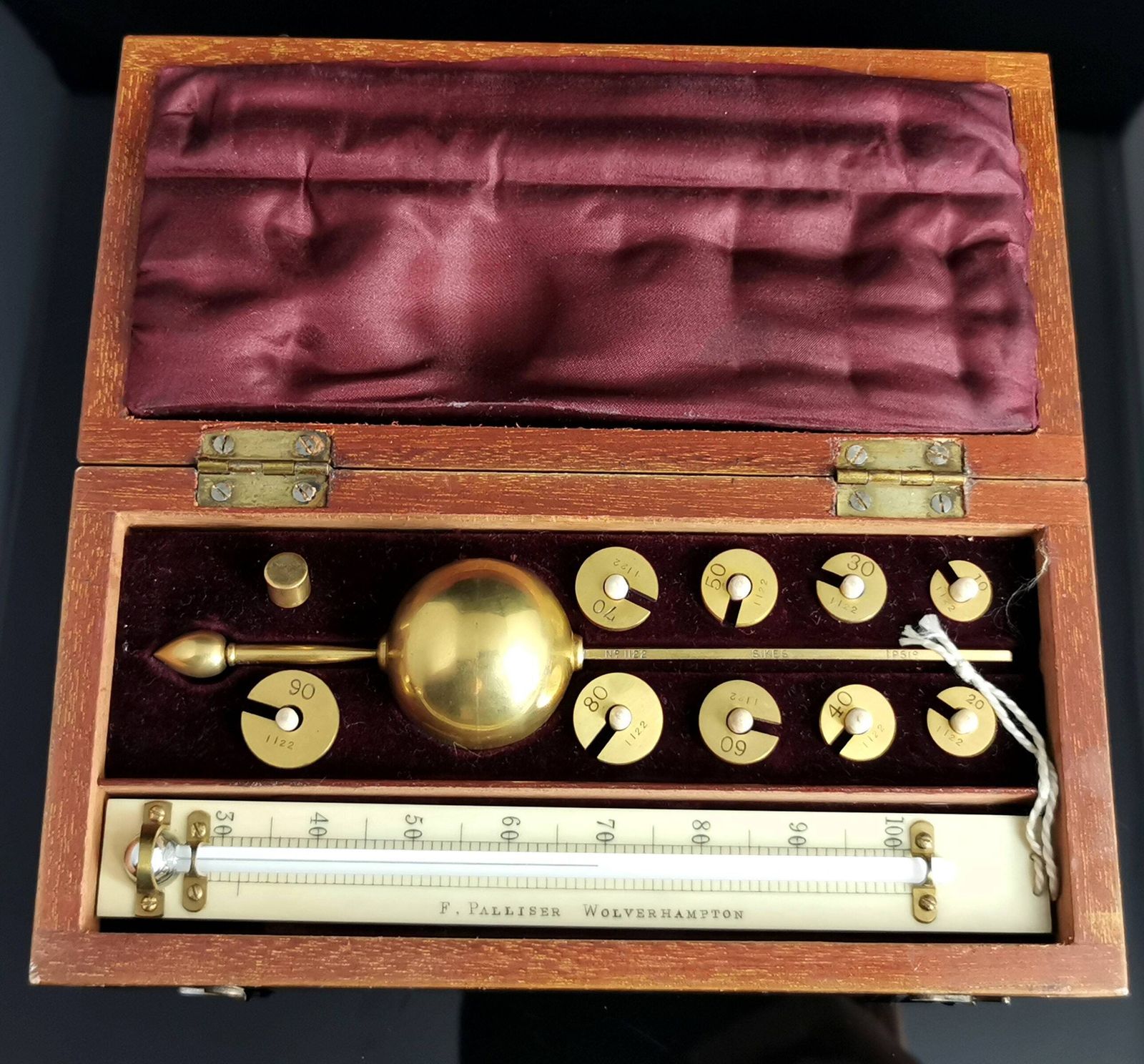Antique Sikes Hydrometer, Boxed, Complete, Palliser Wolverhampton photo vinterior