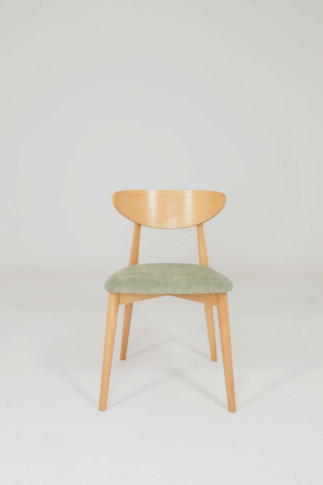photo furniture Modern Set Of 6 Dining Chairs, Sage Farbic And Natural Beech Wood