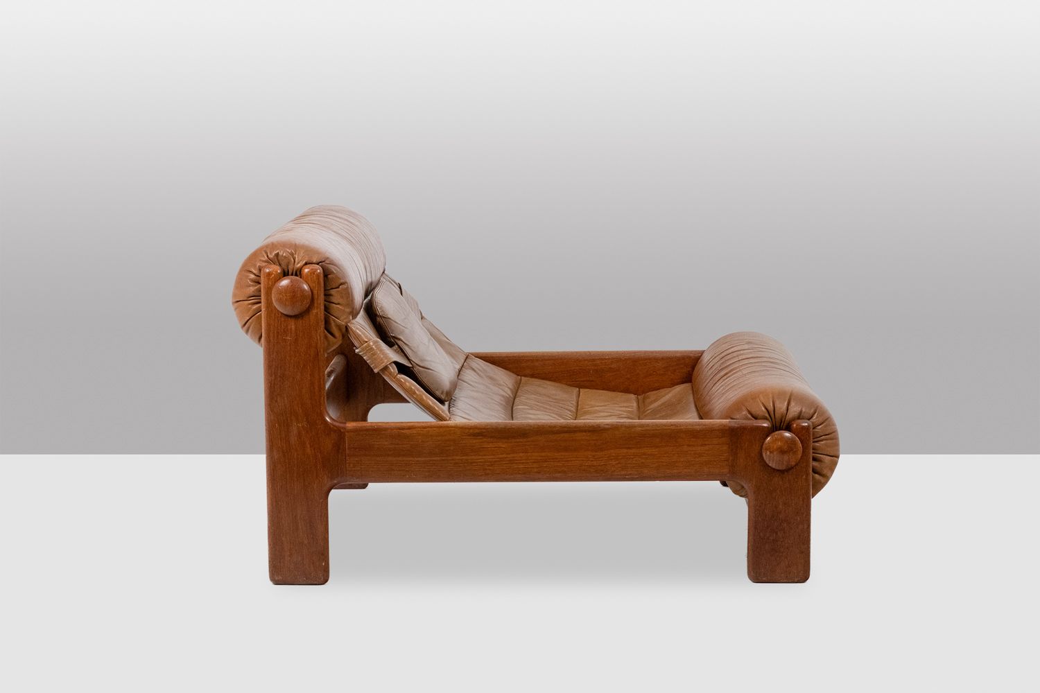 Chair And Ottoman In Blond Elm And Leather. 1970s photo buy
