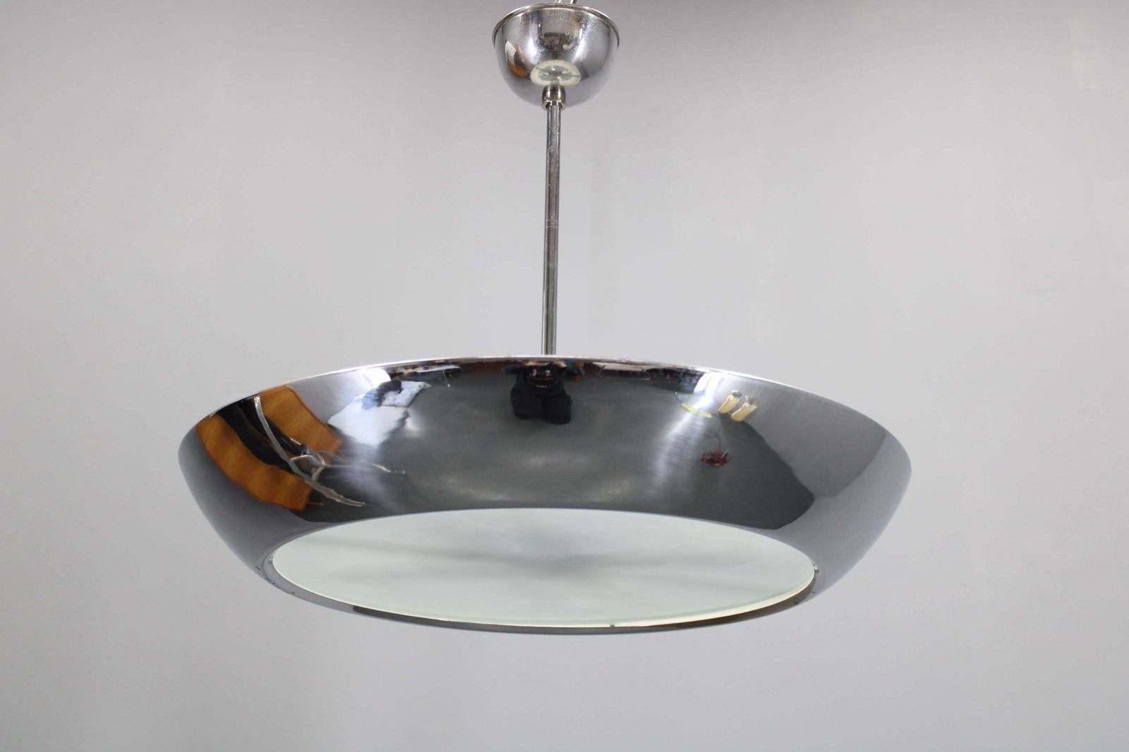 1930s Bauhaus  Chrome Plated Chandelier "Ufo" By Josef Hurka For Napako photo furniture