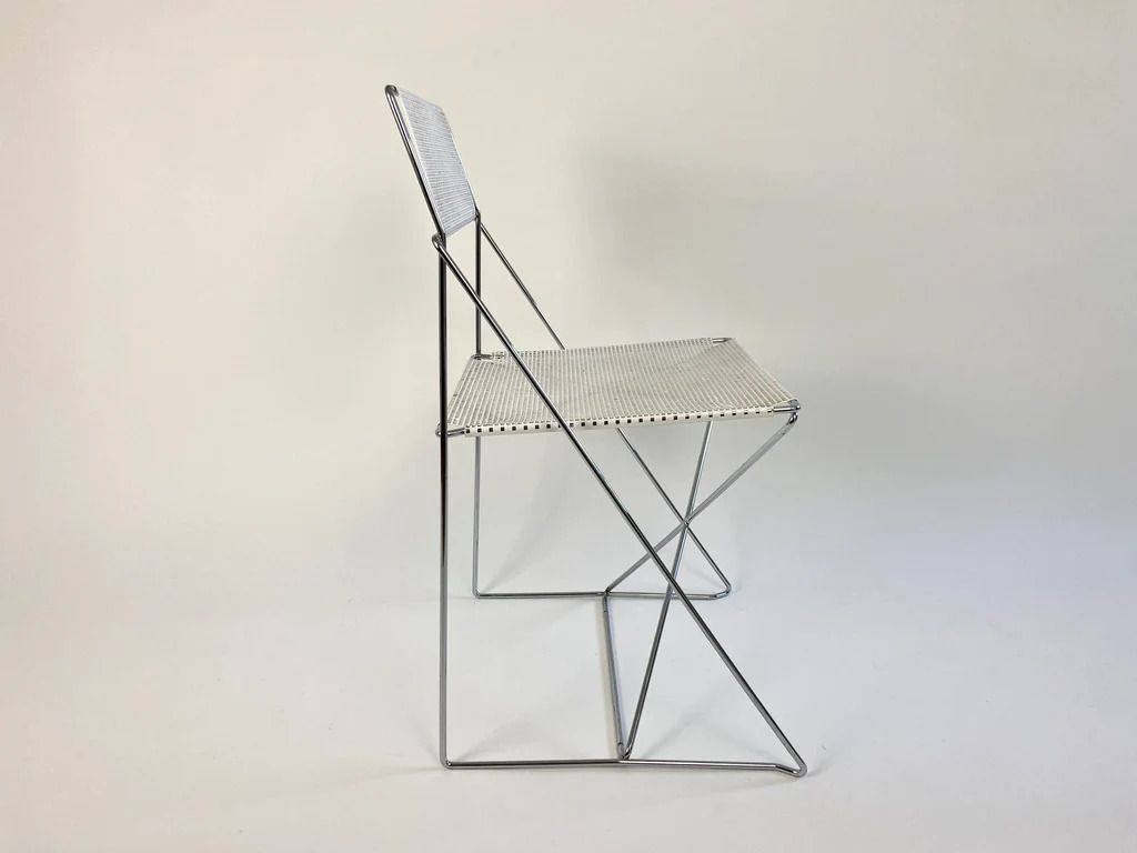 Original Jørgen Haugesen X Line Chair, Chrome Silver Metallic 1970's Vintage