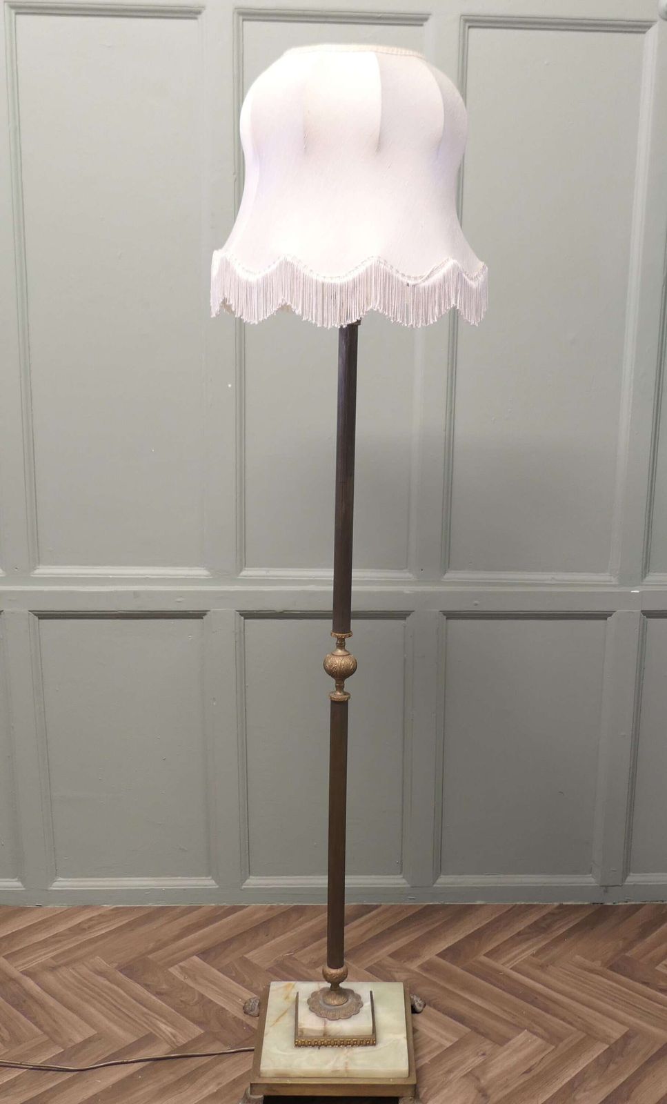Brass And Onyx Column Floor Lamp, Brass Standard Lamp photo 720.0
