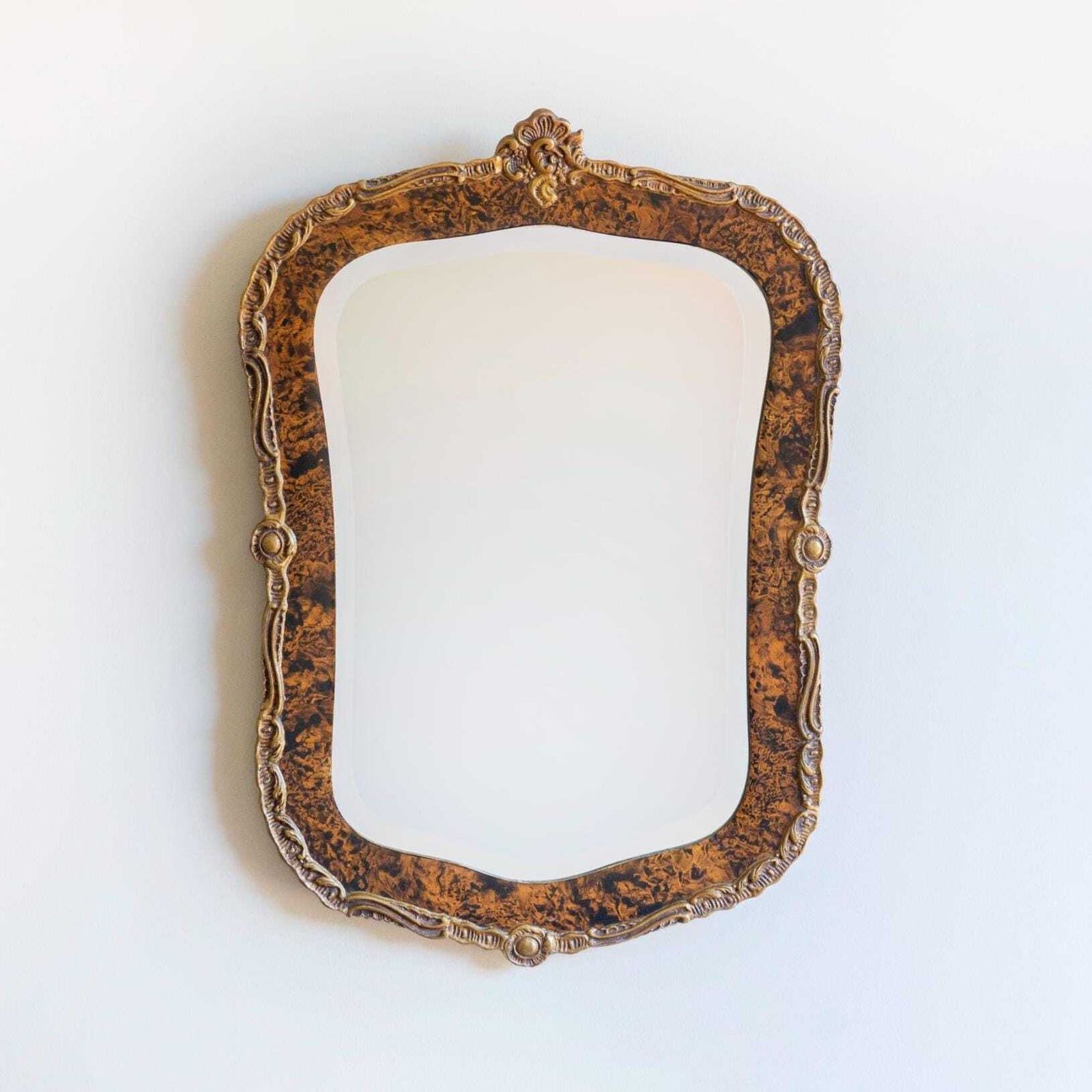 Antieke wandspiegel, faux schildpad spiegel, Art Nouveau schoorsteenspiegel, sierwandstuk, decoratieve schoorsteenspiegel