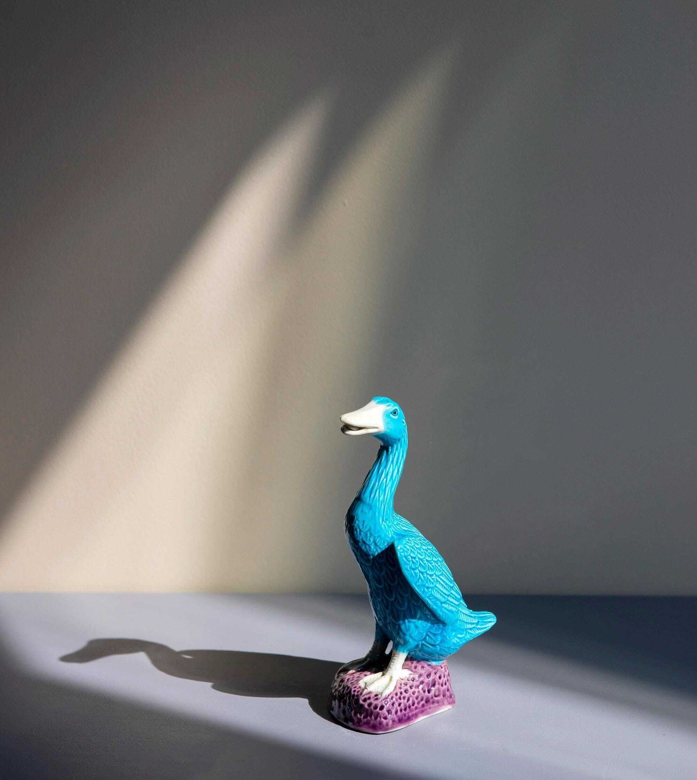Set Of 2 Porcelain Blue Duck Statues, Chinese Pottery Figurine Pair, Decorative Small Statues, Oriental Decor, Ceramic Turquoise Birds photo Home Decor