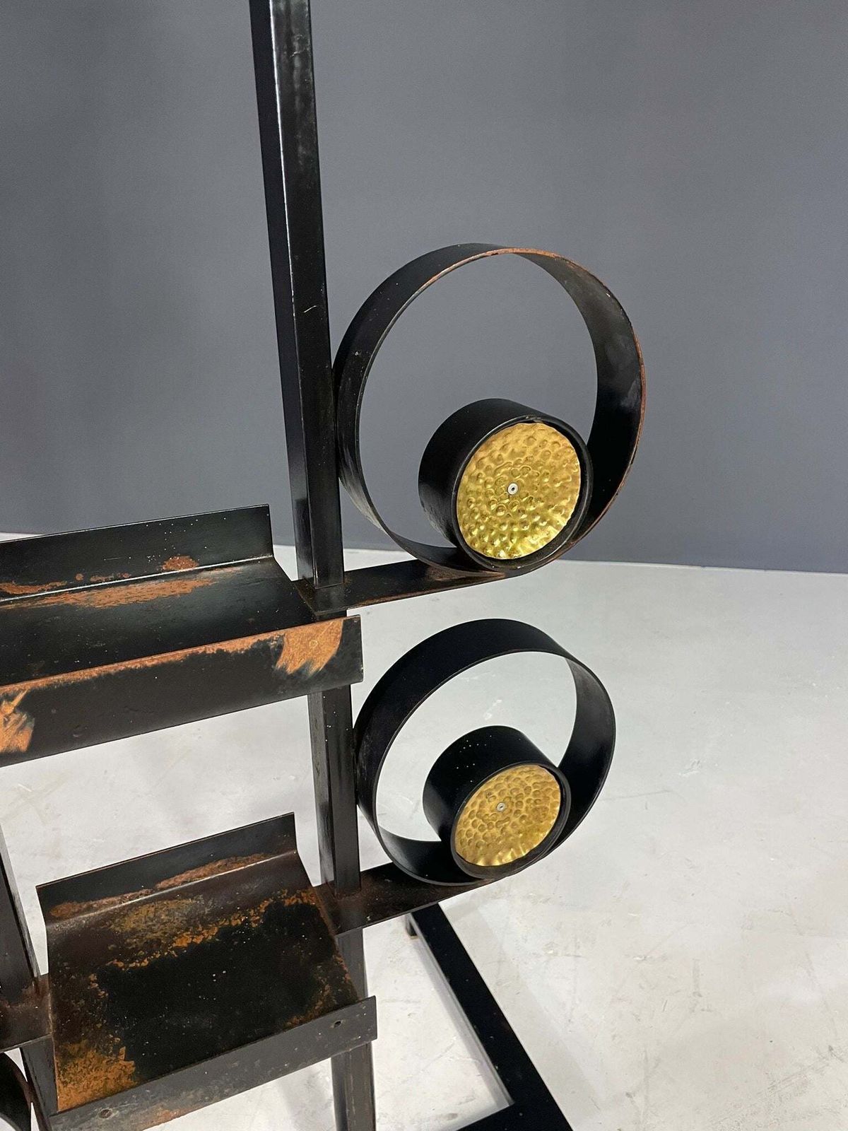 Retro Metal Plant Stand, Brutalist Style, Czechoslovakia, 1970s photo vintage
