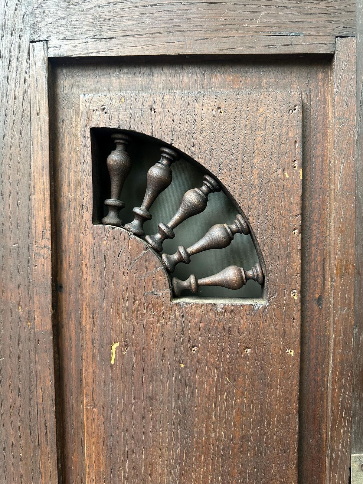 photo for sale French Breton Carved Oak Door, Woodsman Scene, Late 19thc / Early 20thc, Upper Cabinet Antique Panel