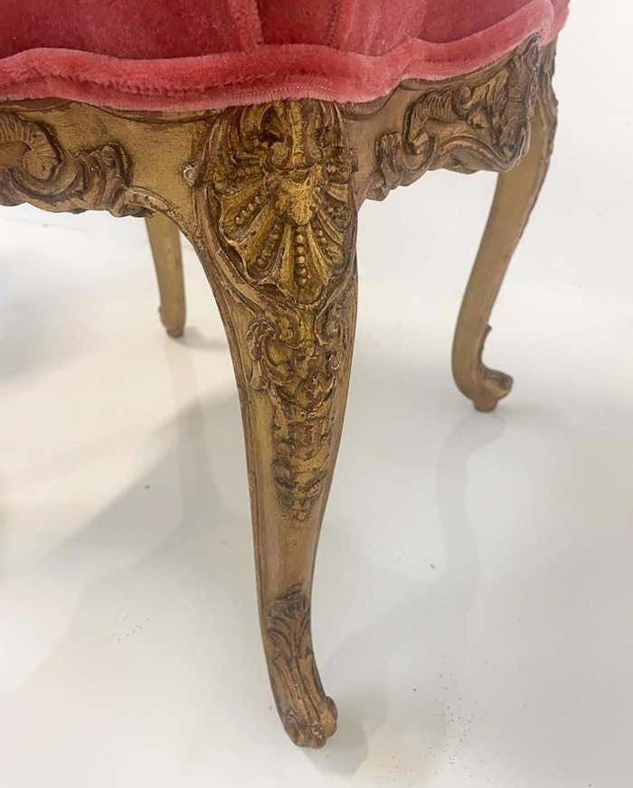 Contemporary Pair Of Stools Louis XV Style, Red Velvet, Belgium photo Furniture