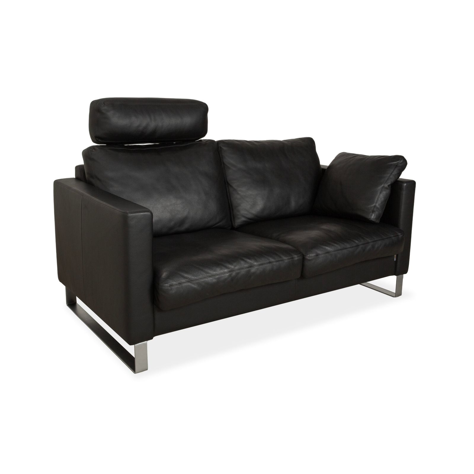 Canapé 2 places Erpo CL 500 en cuir noir, avec appuie-tête à réglage manuel photo for sale
