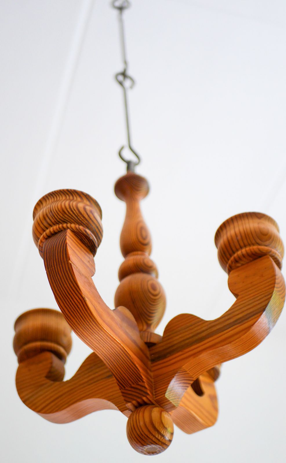 Rustic Wooden Pendant Candleholder From Smålandsslöjd, Sweden, 1975 photo Home Decor