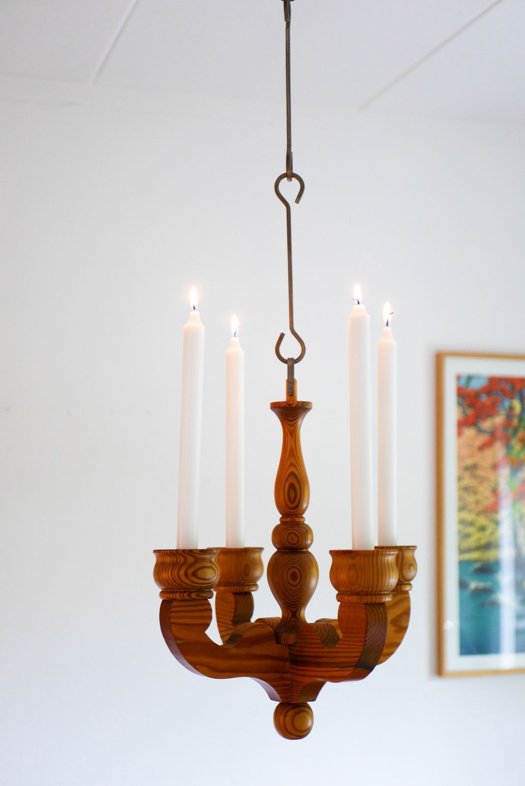 Rustic Wooden Pendant Candleholder From Smålandsslöjd, Sweden, 1975 photo 565.0