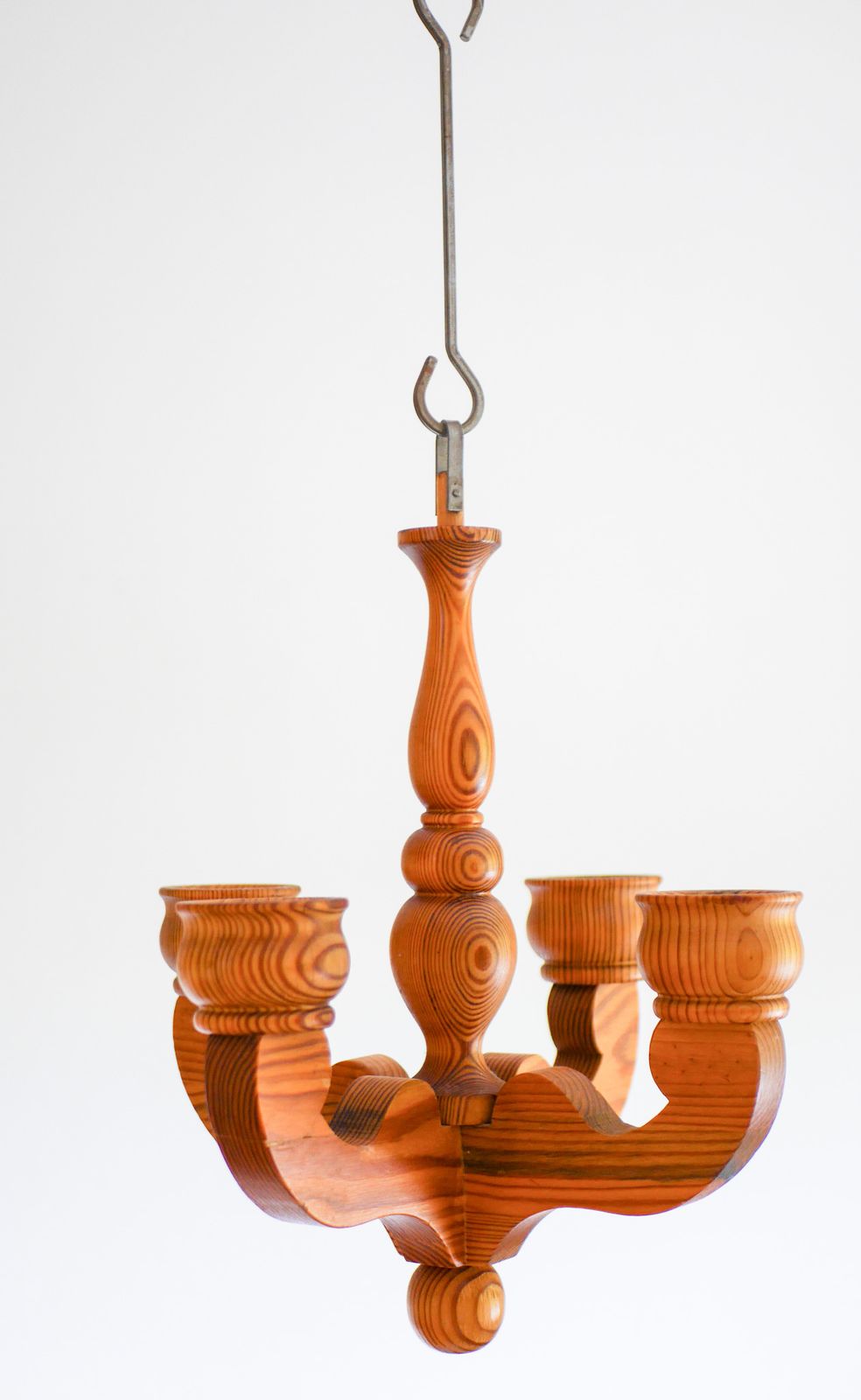 Home Decor Rustic Wooden Pendant Candleholder From Smålandsslöjd, Sweden, 1975 photo