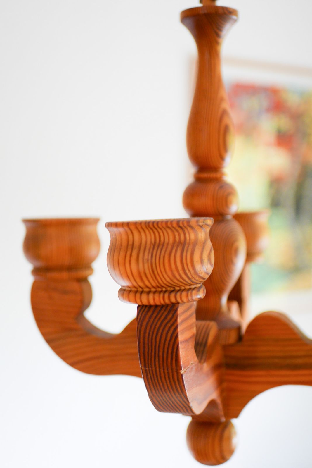 photo vinterior Rustic Wooden Pendant Candleholder From Smålandsslöjd, Sweden, 1975