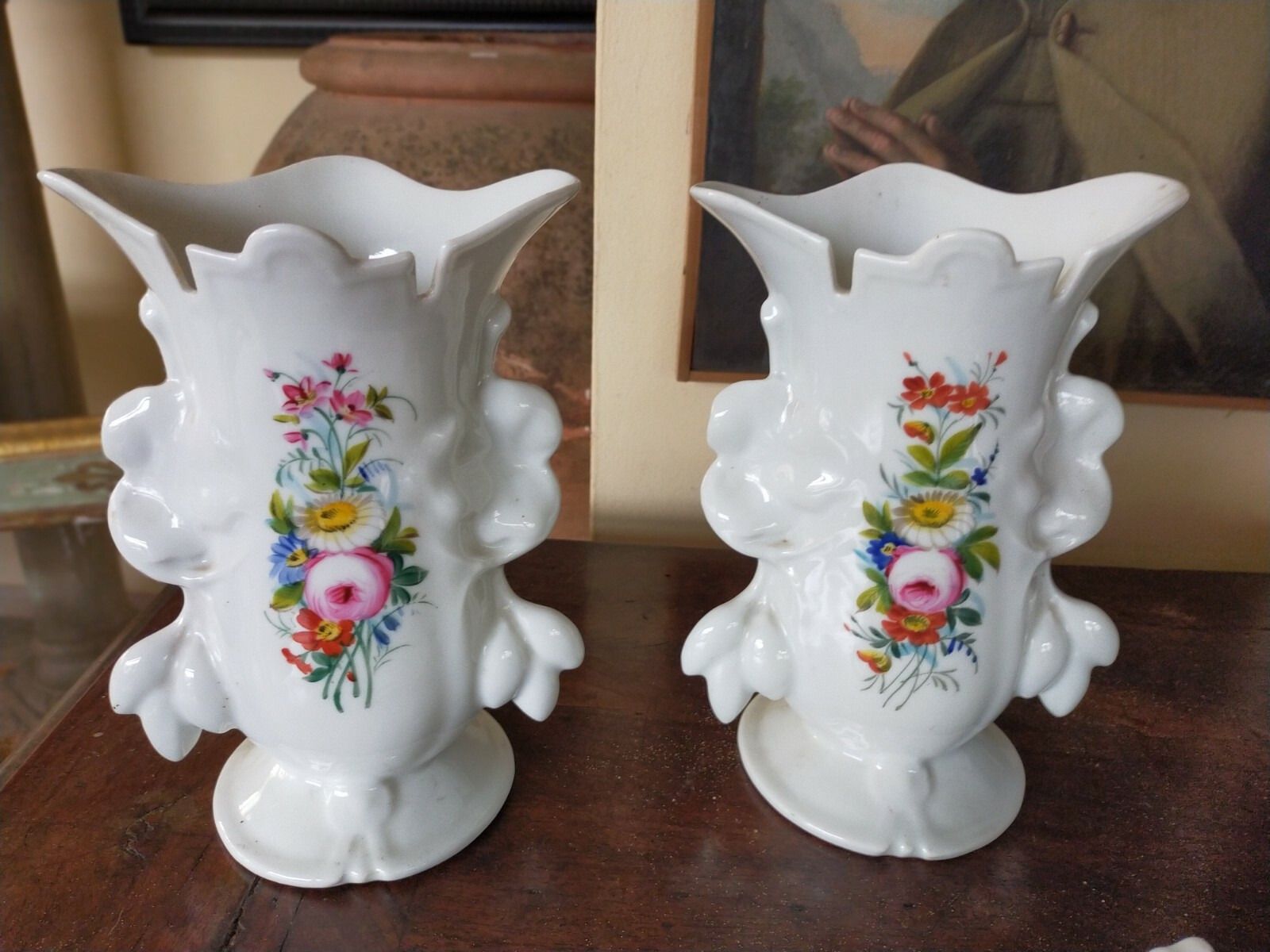 Pair Of Porcelain Vases Marked J.P Jacob Petit And D XIX Century