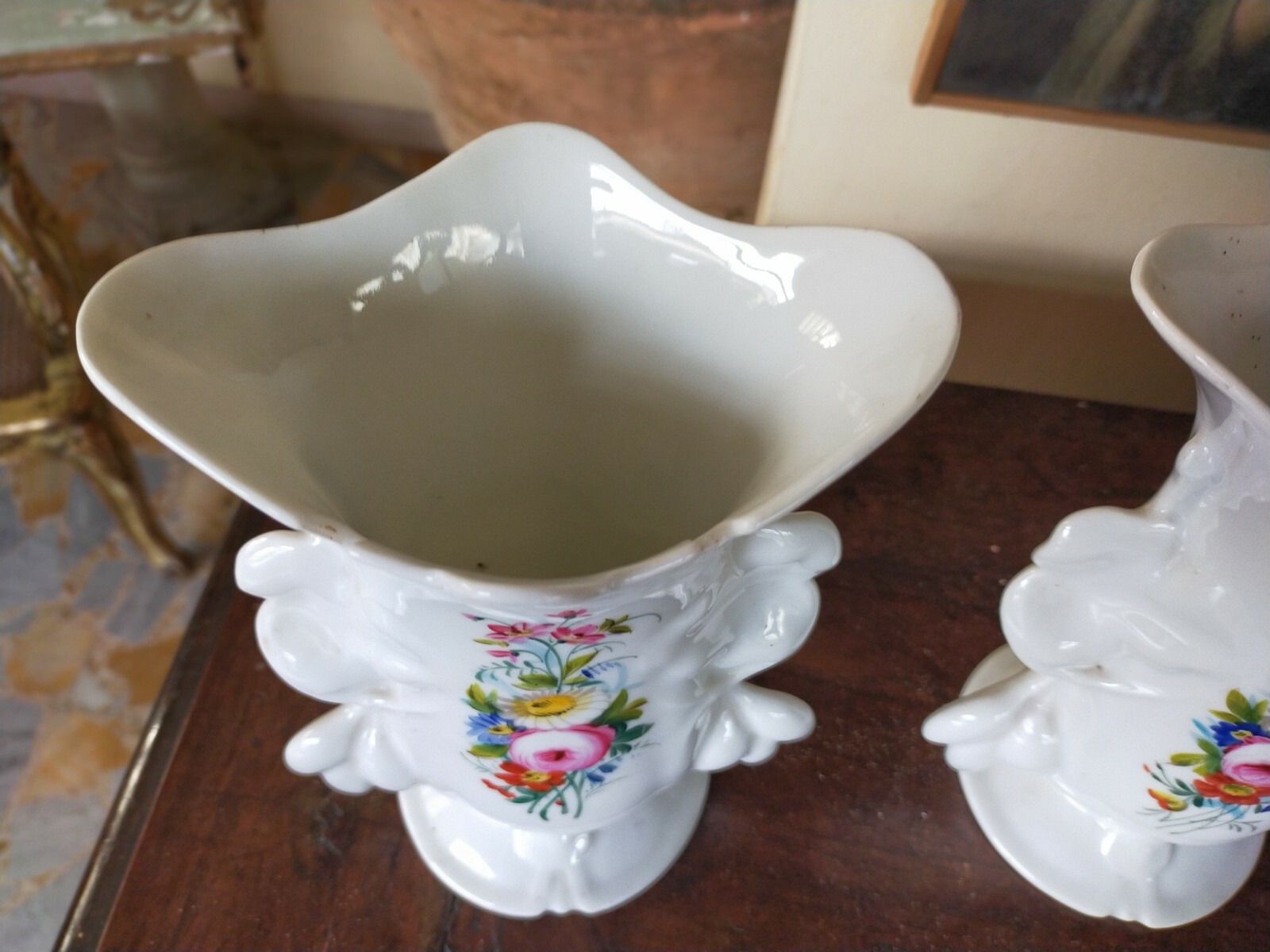 Pair Of Porcelain Vases Marked J.P Jacob Petit And D XIX Century photo for sale