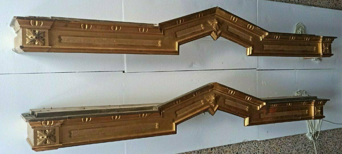 Pair Of Valances Woodwork In Carved And Gilded Wood, Northern Italy Xixth Century photo furniture