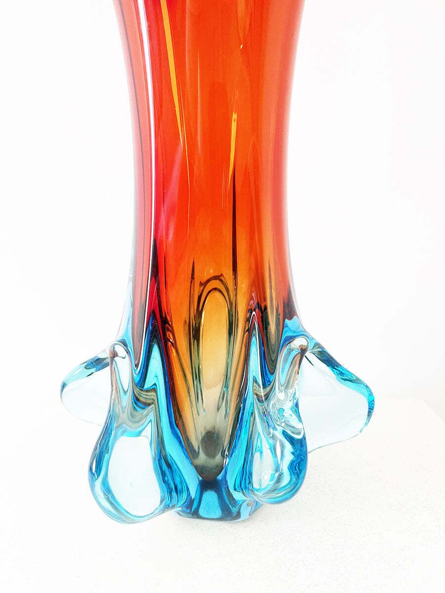 Large Red Flower Shaped Murano Vase By Fr.Lli Toso, 1950s   Top Murano photo Home Decor