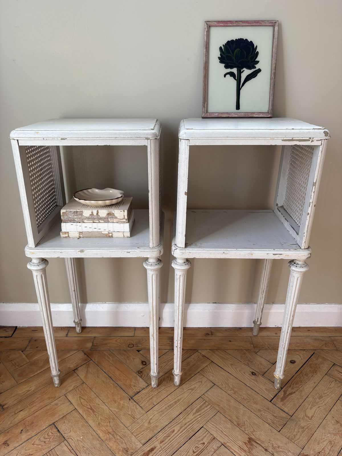 A Painted Pair Of Vintage Parisian Side Tables photo Furniture