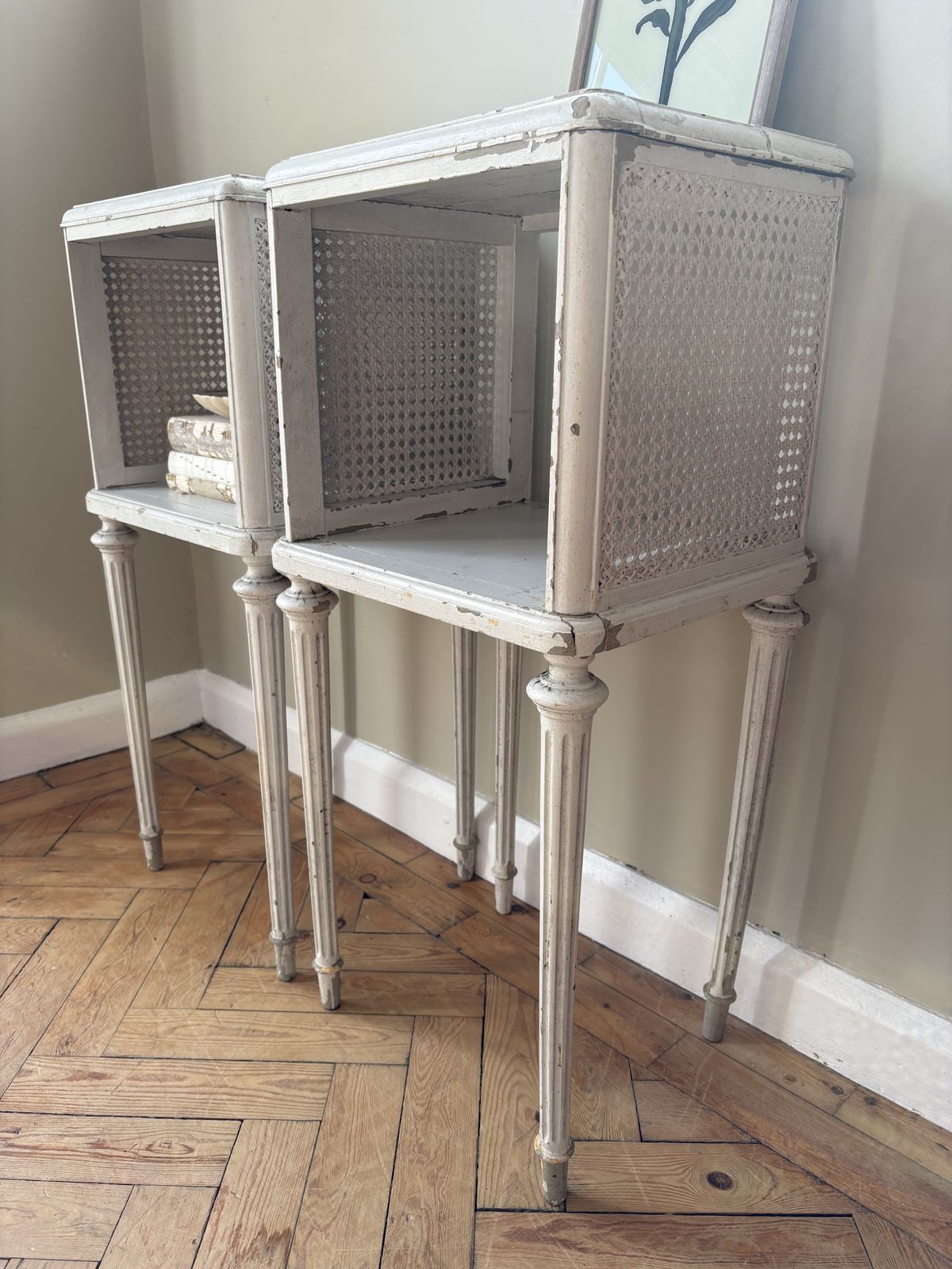 photo for sale A Painted Pair Of Vintage Parisian Side Tables