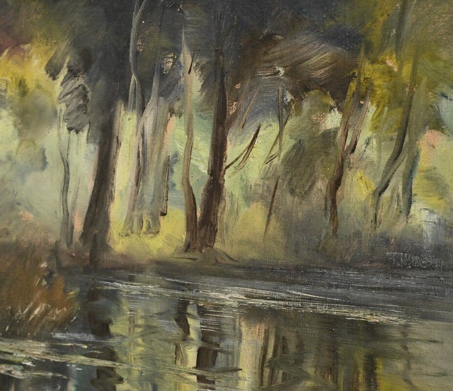 Large Painting “The Mill” By Reney – Part 1 Of The 20th Century photo vinterior