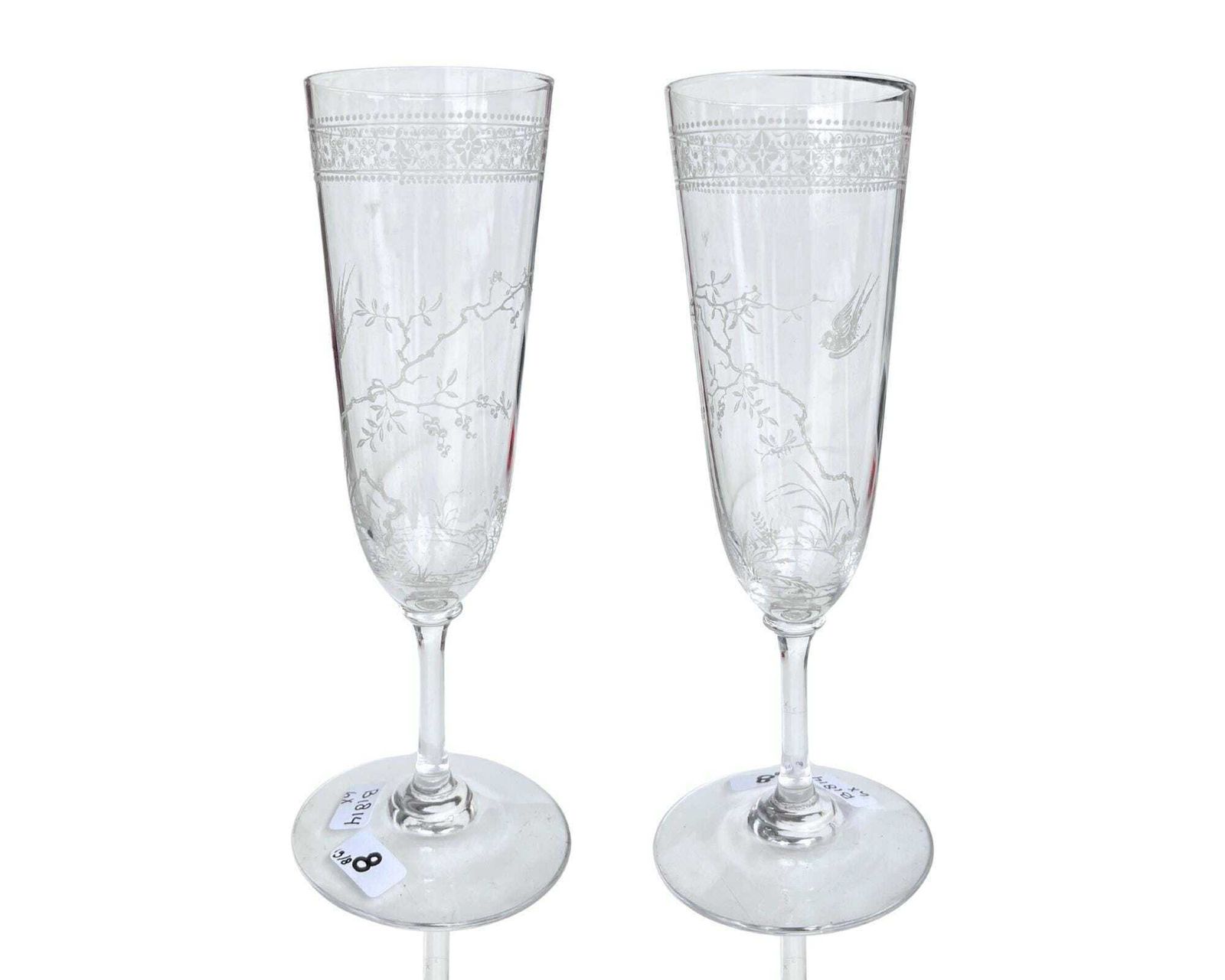 Baccarat Champagne Flute Glazen | 6 Stuks | Gegraveerde Vogel On Industry
