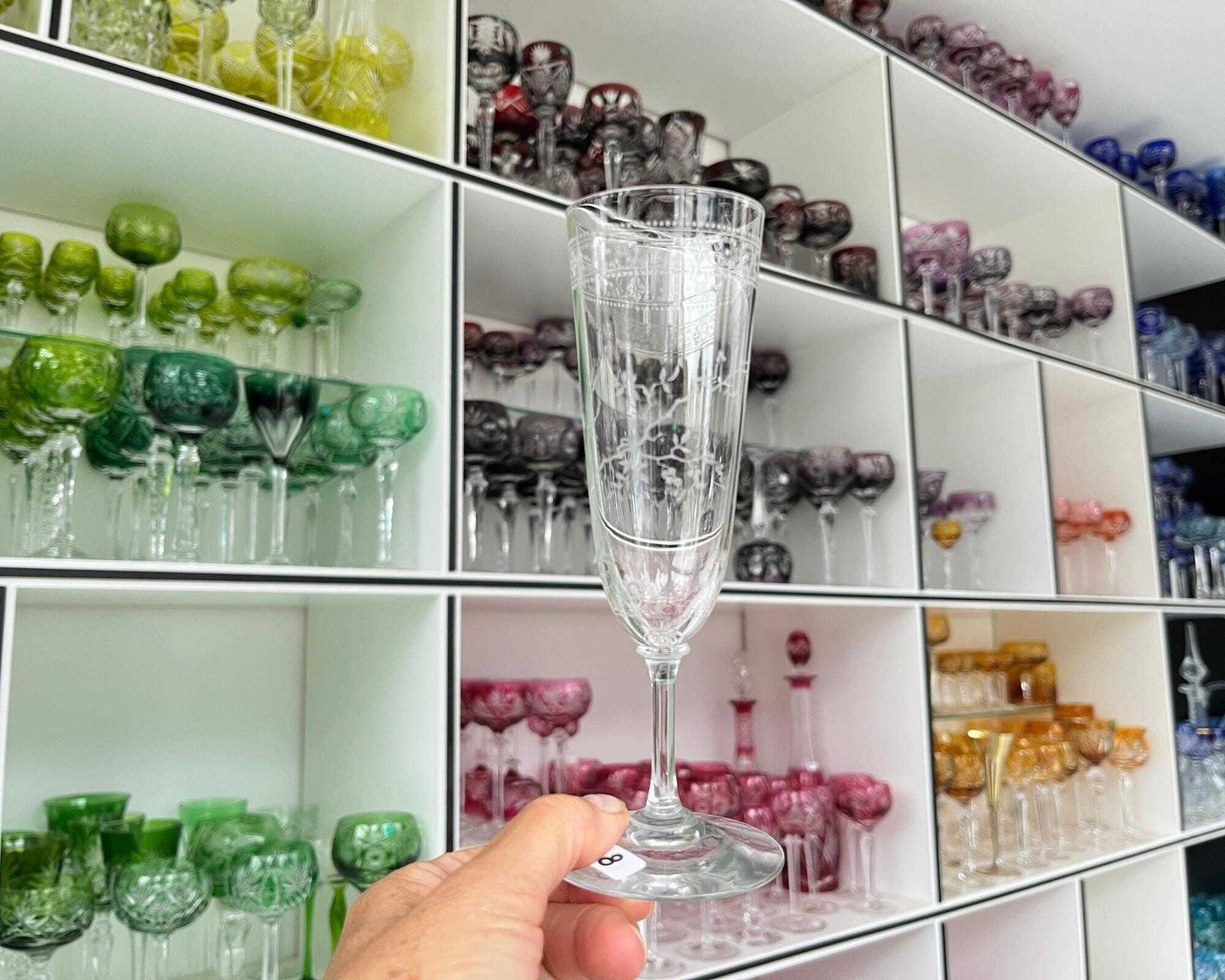 Baccarat Champagne Flute Glazen | 6 Stuks | Gegraveerde Vogel On Industry photo for sale