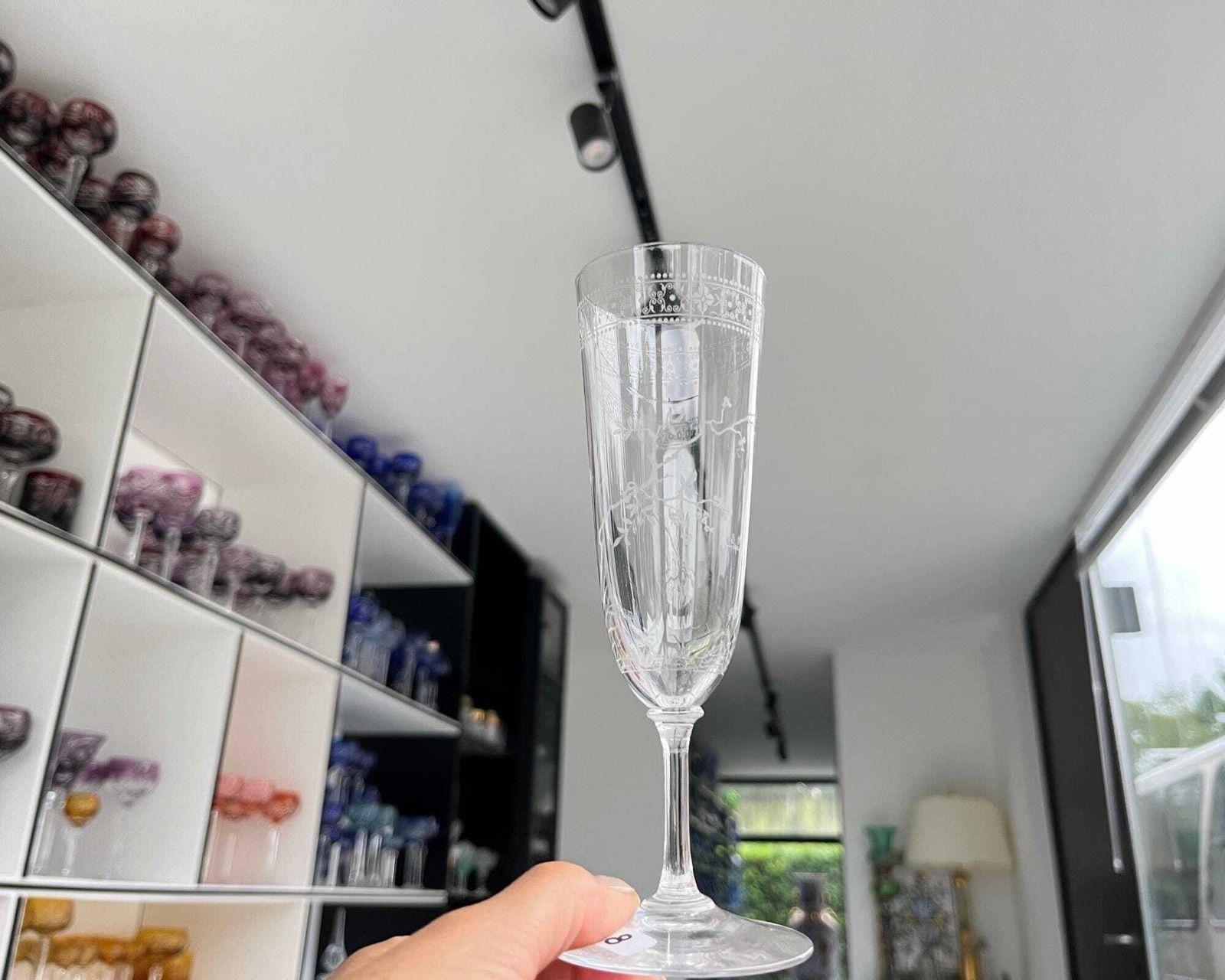 Baccarat Champagne Flute Glazen | 6 Stuks | Gegraveerde Vogel On Industry photo Woonaccessoires