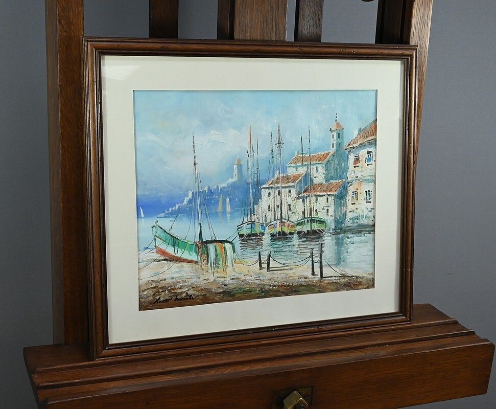 Marine Painting Under Glass, Signed Xavier Miranda – 2nd Part 20th Century photo for sale