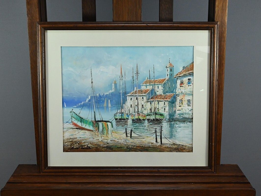 Marine Painting Under Glass, Signed Xavier Miranda – 2nd Part 20th Century photo 400.0