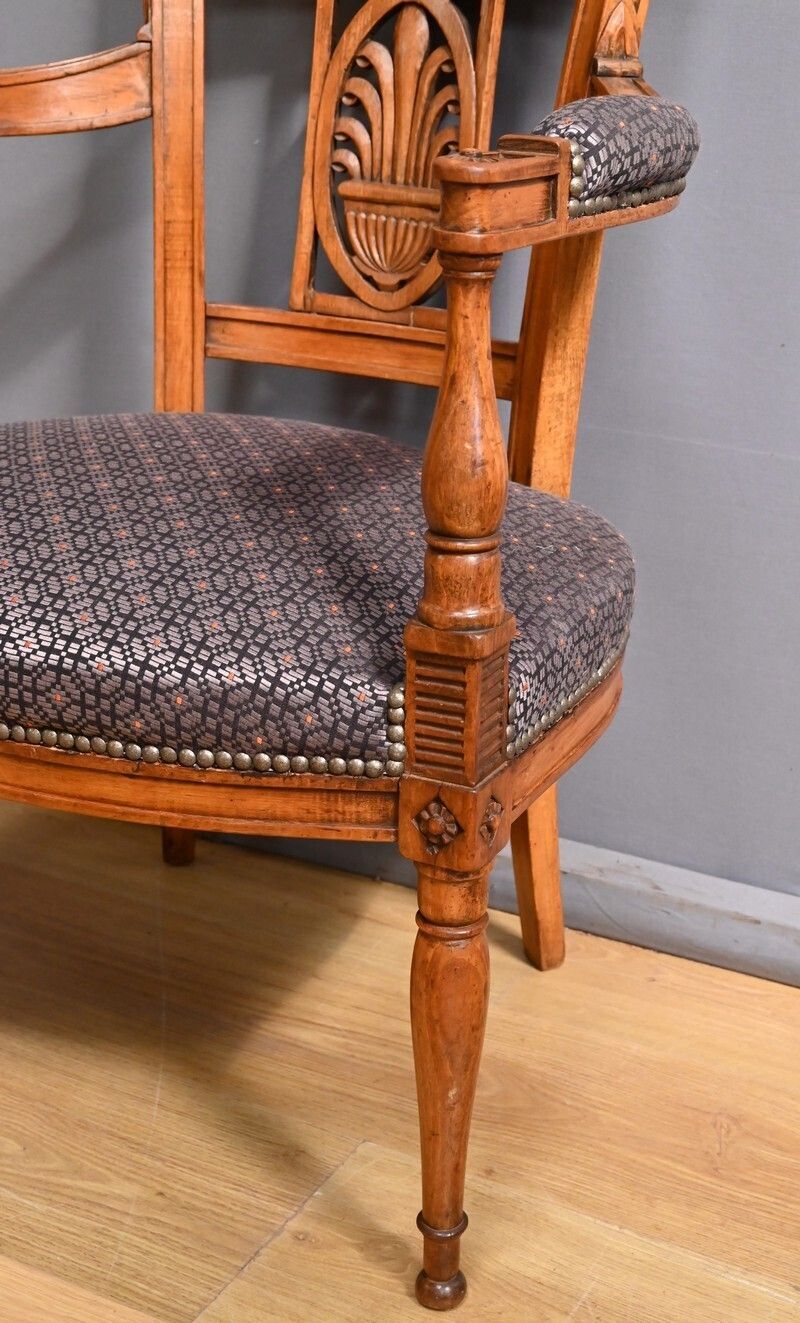 photo for sale Pair Of Stained Beech Armchairs – Early 20th Century