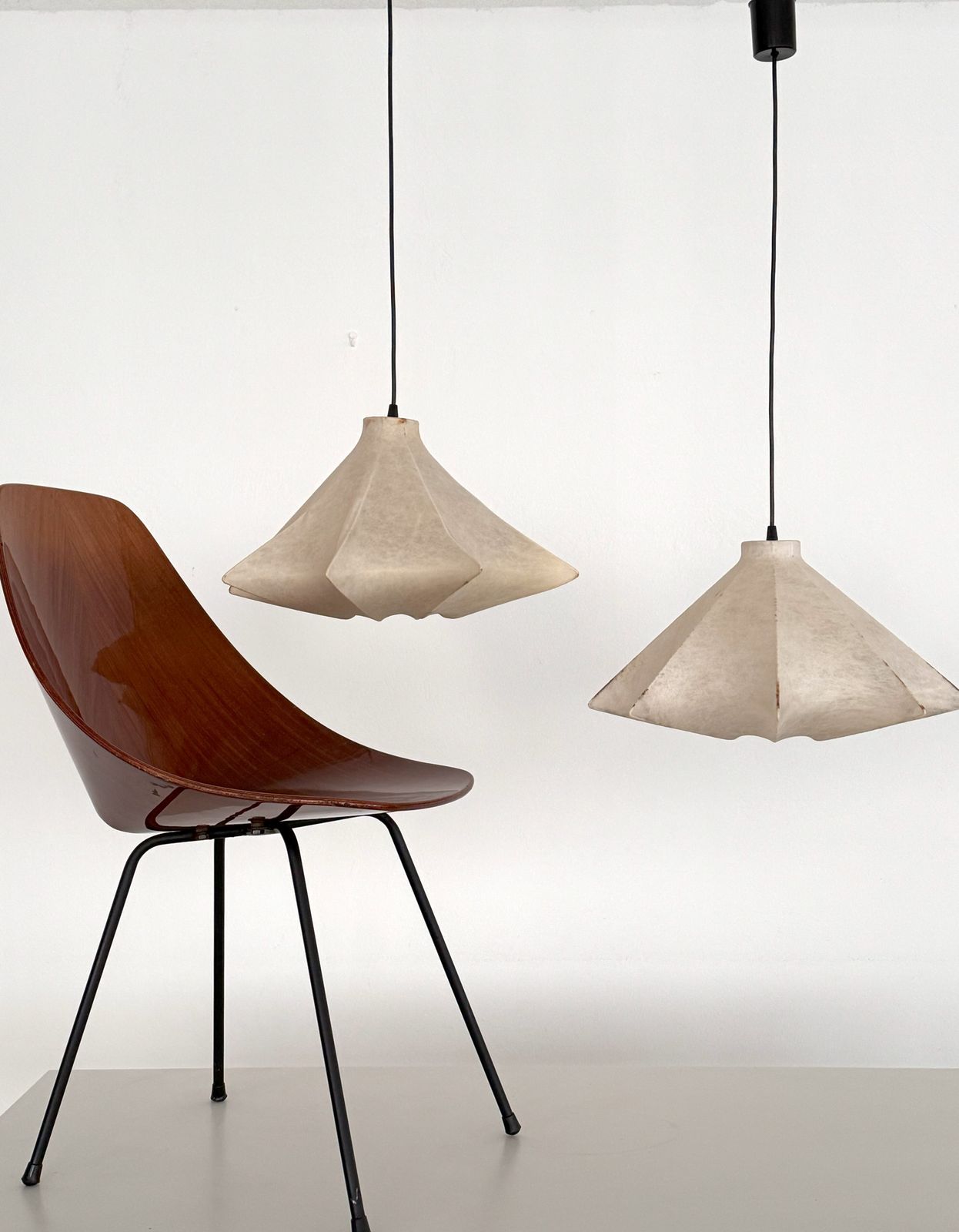 Pair Of Italian Cocoon Pendant Lights Original From The 1960s photo 2700.0
