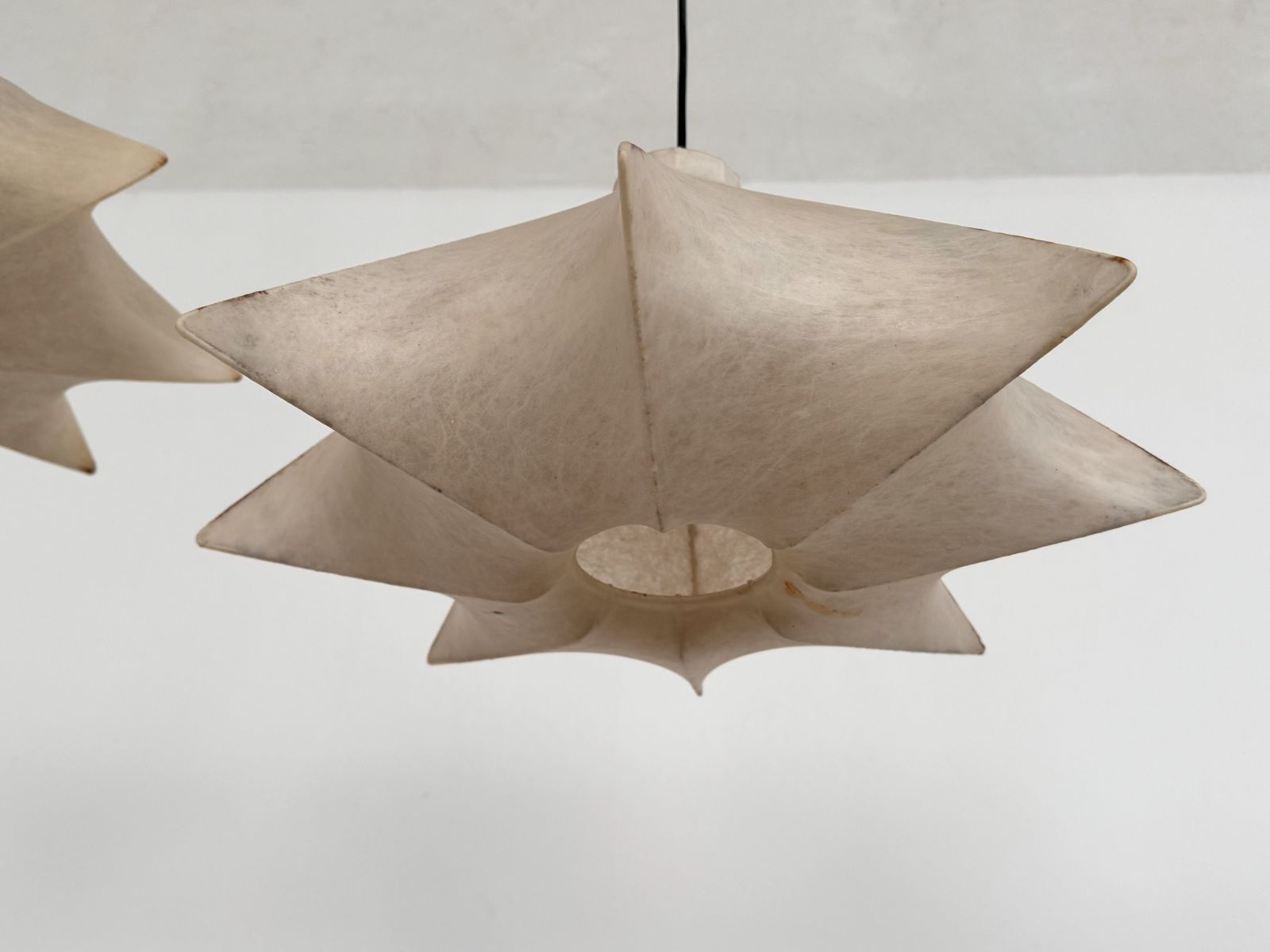 Lighting Pair Of Italian Cocoon Pendant Lights Original From The 1960s photo