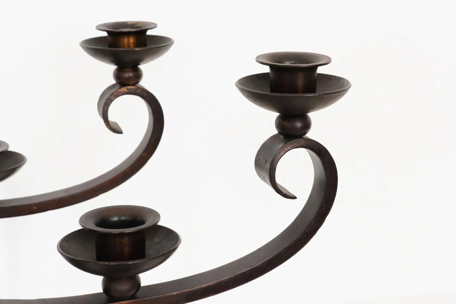 950.0 20th Century Pair Of Brown Wrought Iron Candelabras Signed By Charles Piguet photo