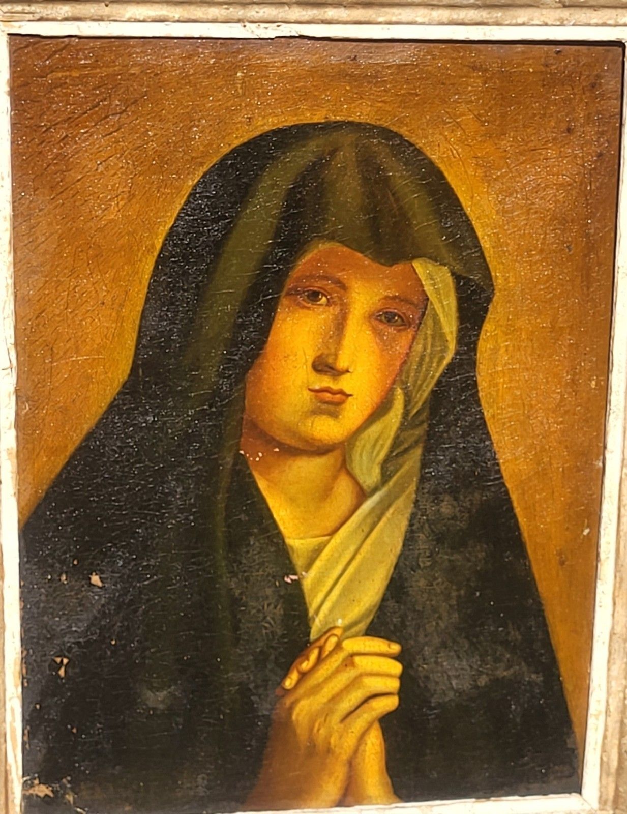 French School Eighteenth Century Xlxè Virgin Mary. Oil Painting On Canvas. To Restore photo Art